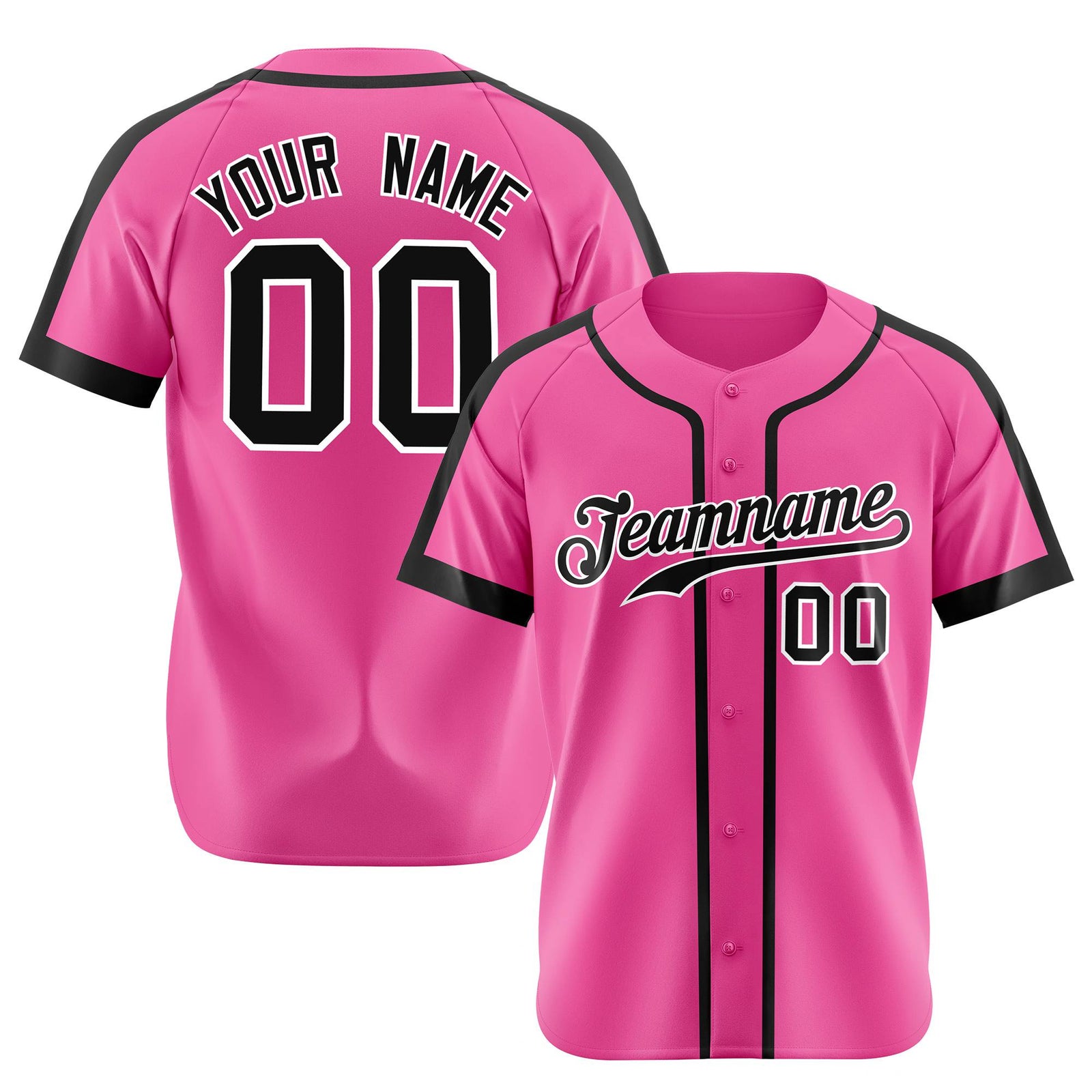 Custom Pink Black White Baseball Jersey