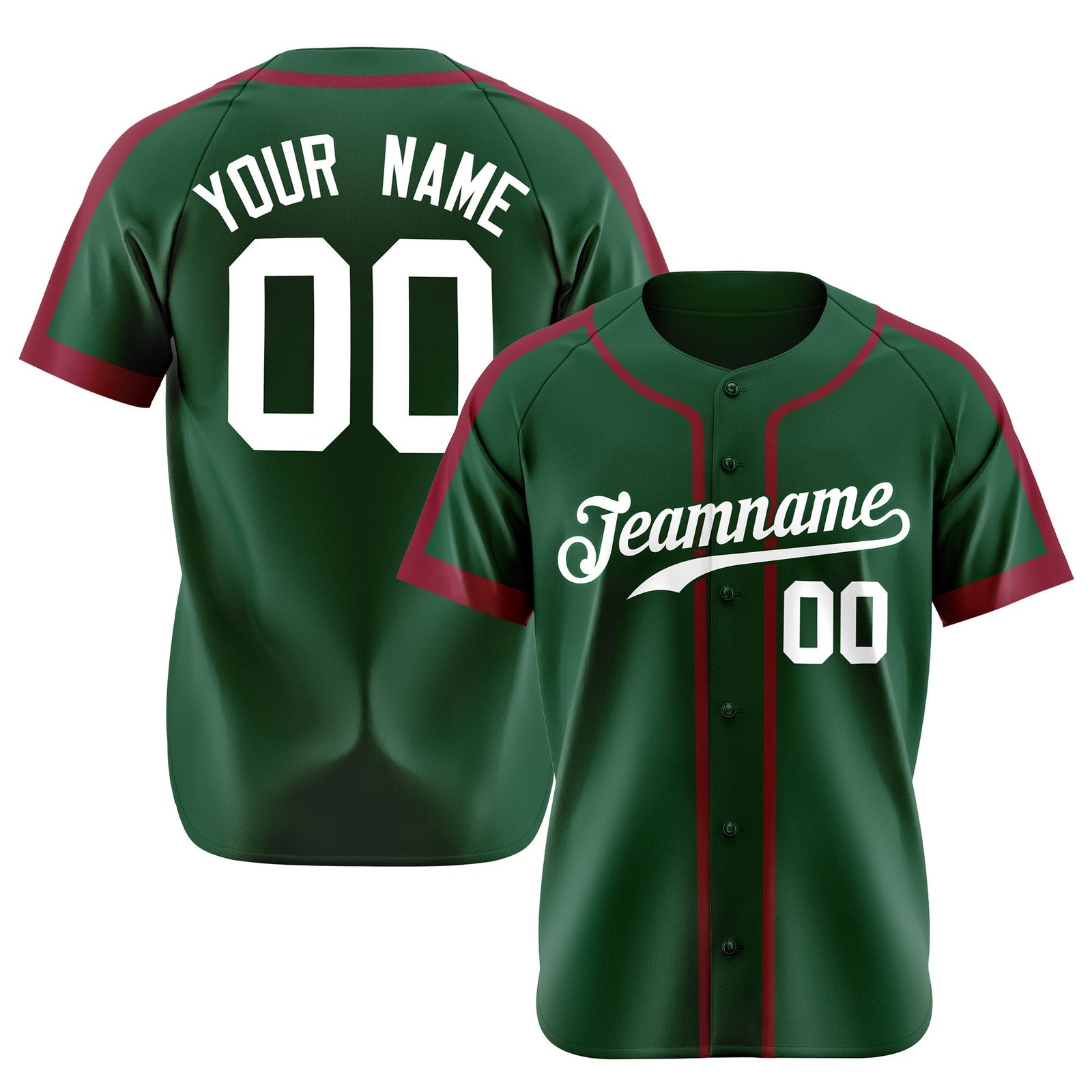 Custom Kelly Green Crimson White Baseball Jersey