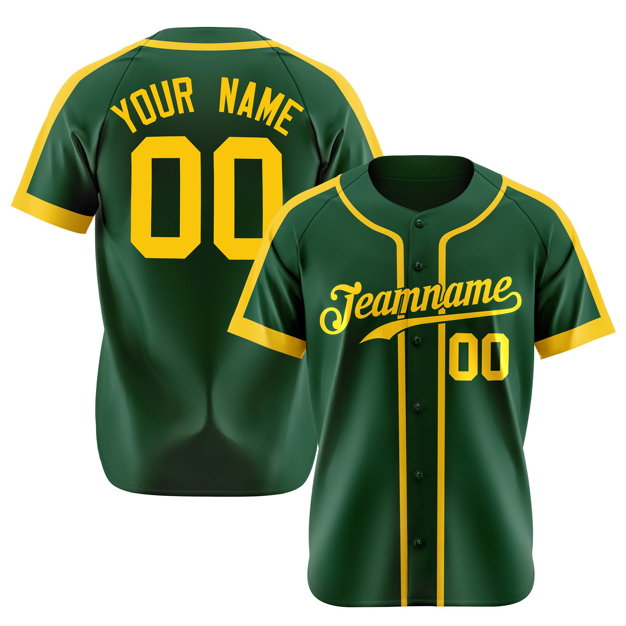 Custom Green Yellow Baseball Jersey