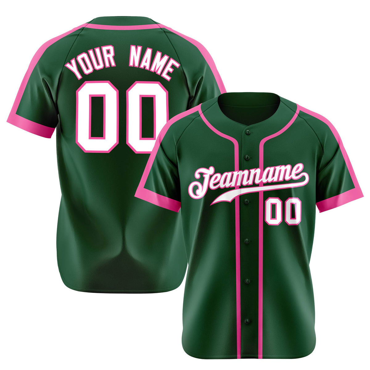 Custom Green Pink White Baseball Jersey