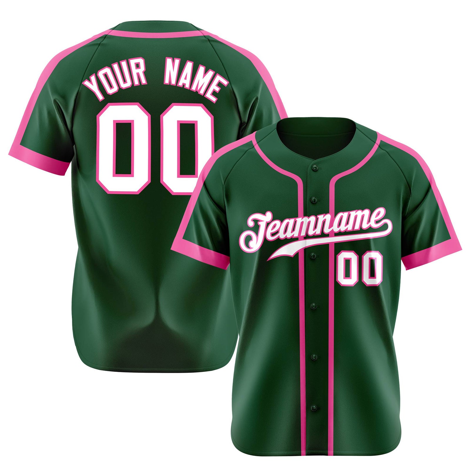 Custom Green Pink White Baseball Jersey