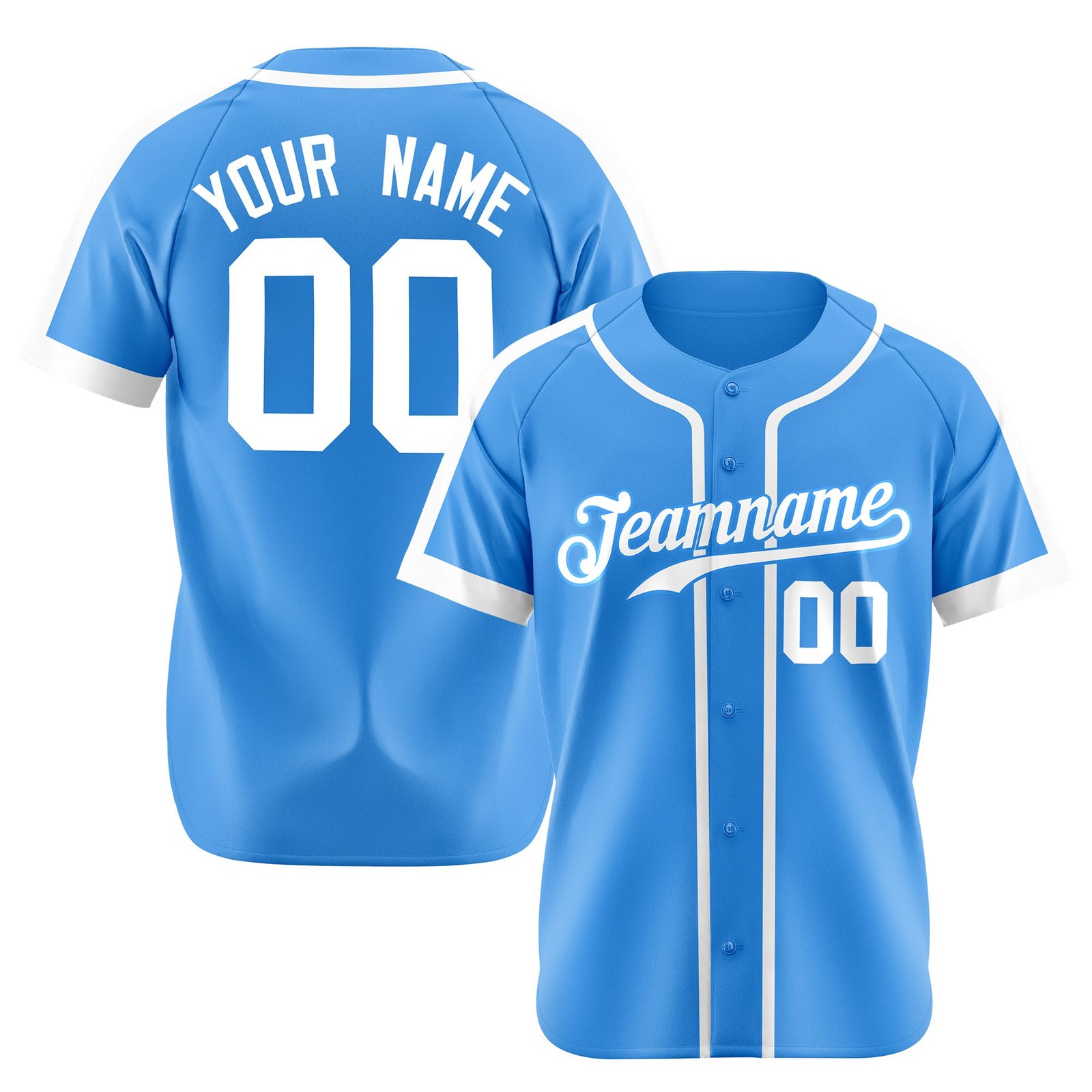 Custom Powder Blue Pink Baseball Jersey