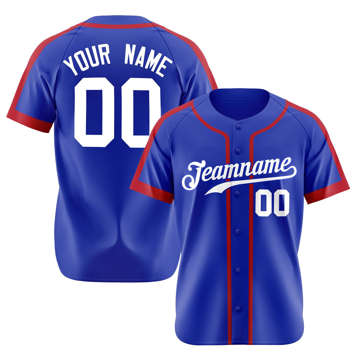 Custom Royal Blue Red White Baseball Jersey