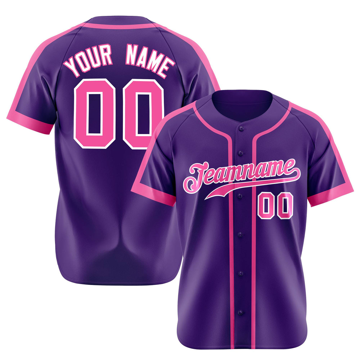 Custom Purple Pink White Baseball Jersey