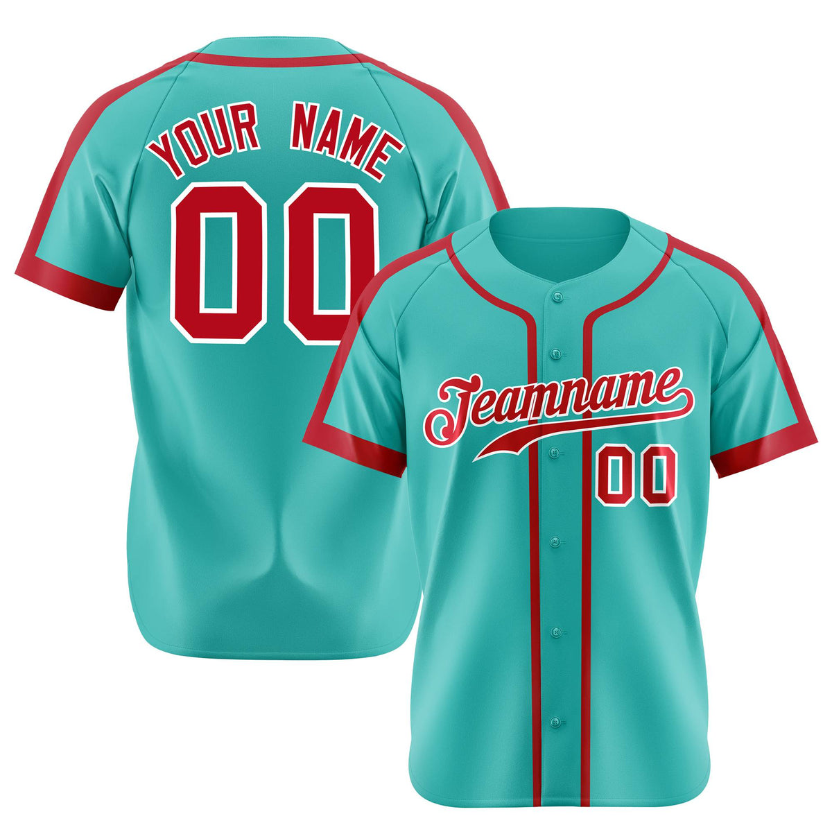 Custom Bright Green Red White Baseball Jersey