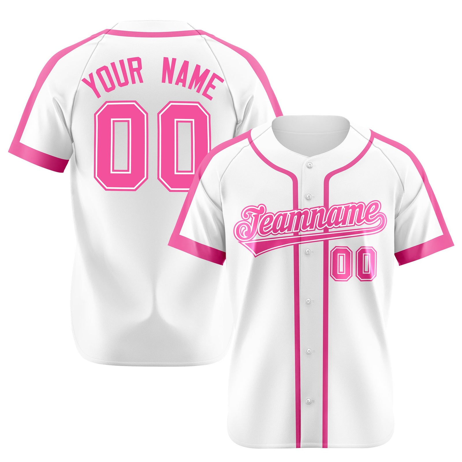 Custom White Pink Baseball Jersey Personalized For Adults Youth