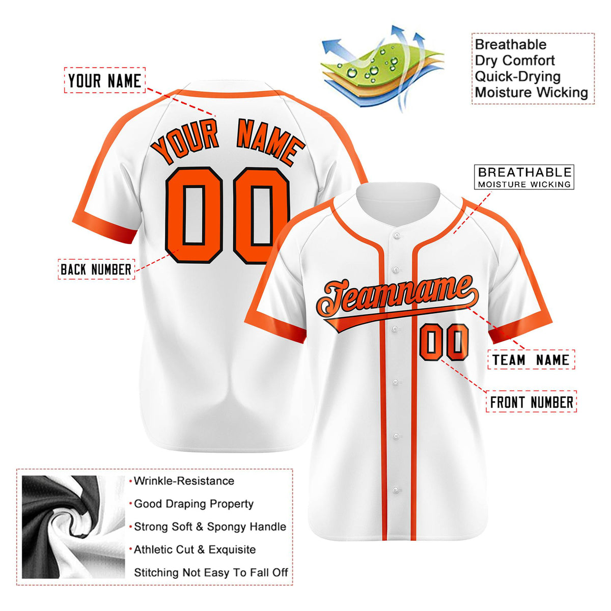 Custom White Bay Orange Black Baseball Jersey Personalized For Adults Youth