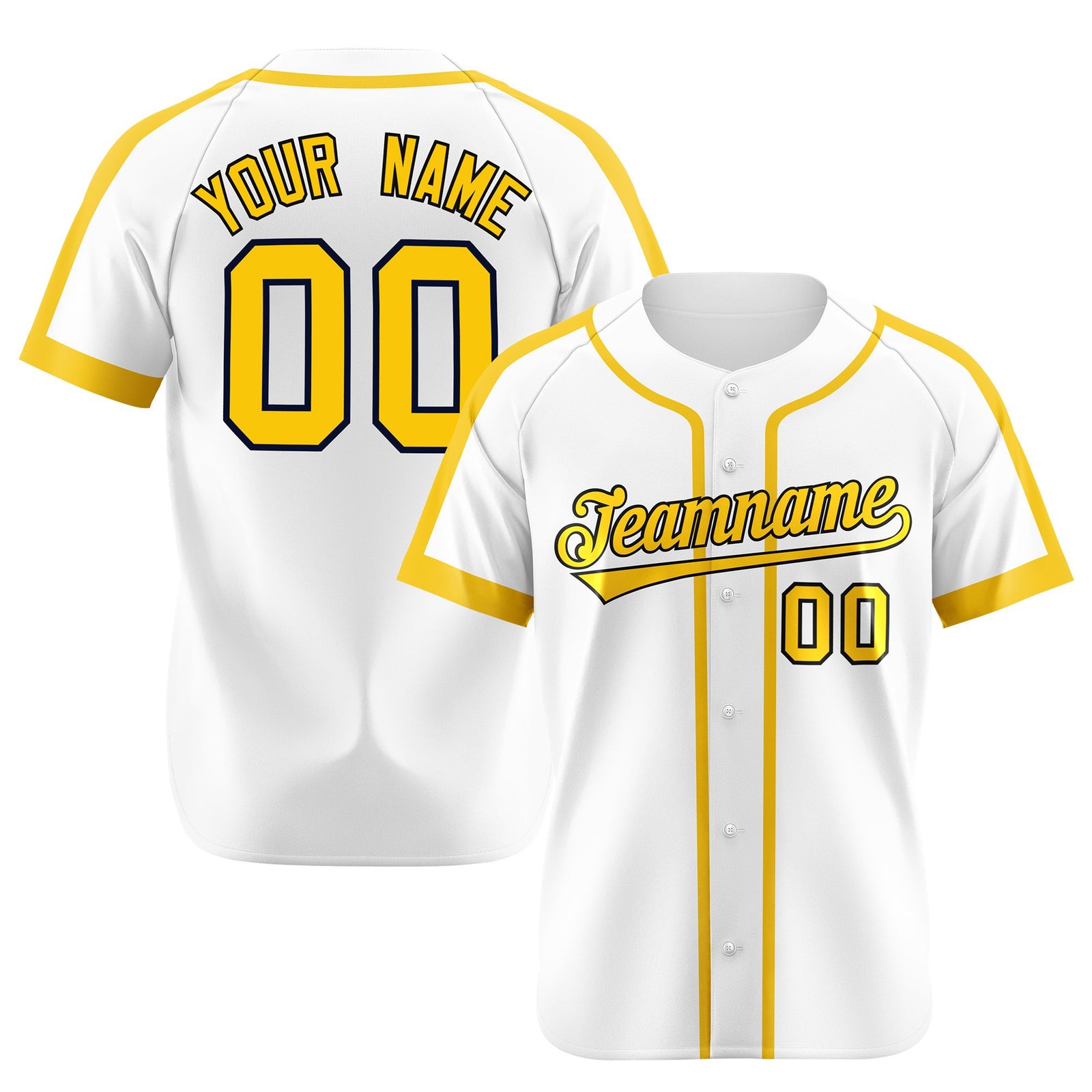 Custom White Gold Black Baseball Jersey Personalized For Adults Youth