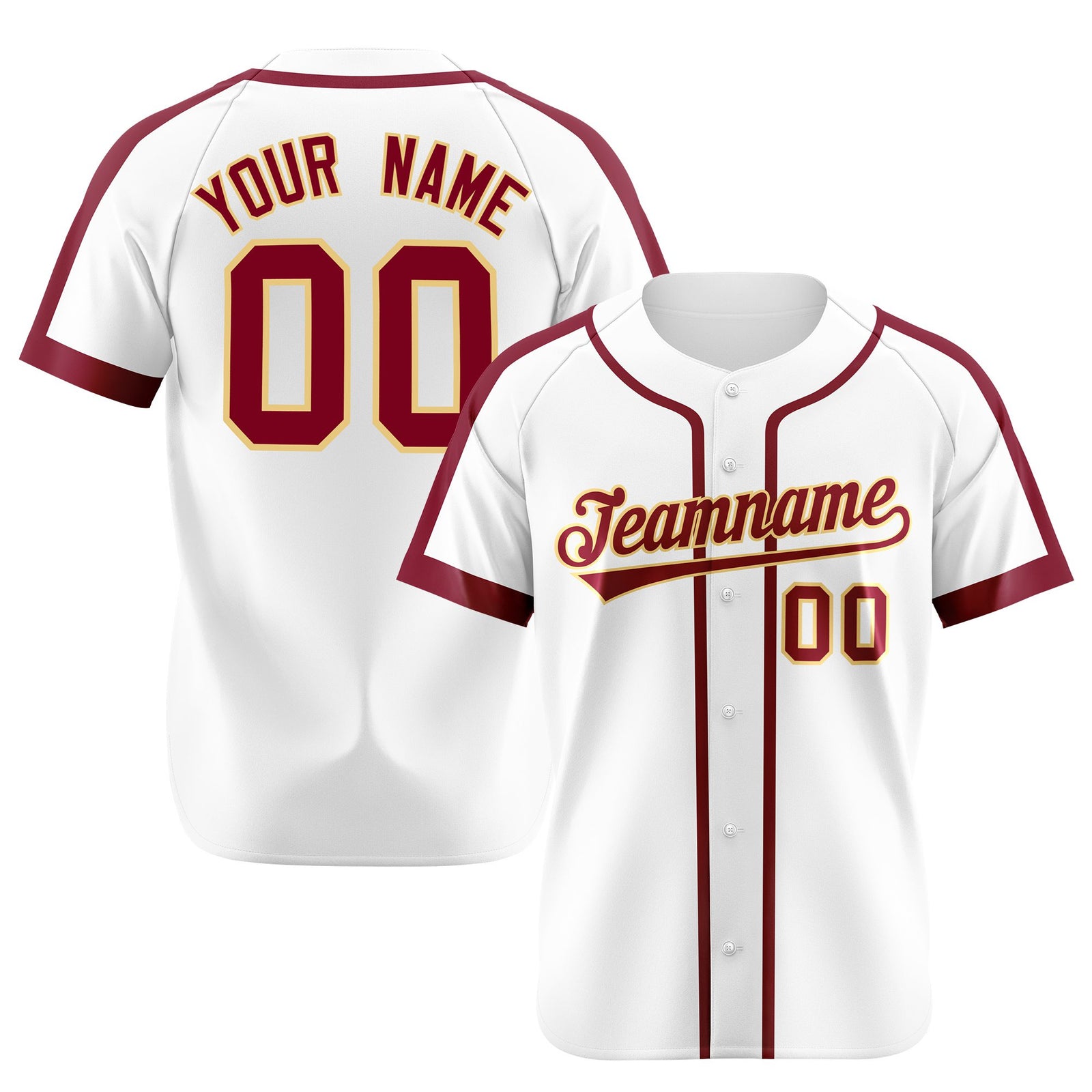 Custom White Crimson Gold Black Baseball Jersey Personalized For Adults Youth