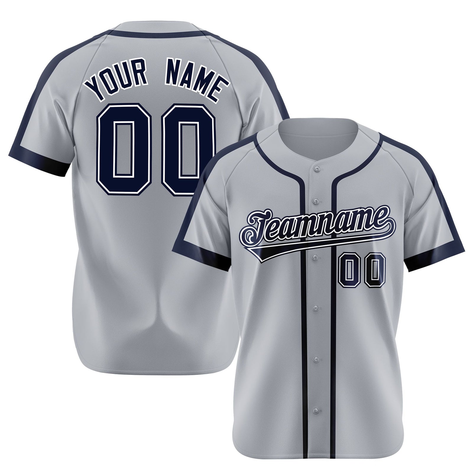 Custom Gray Navy White Baseball Jersey Personalized For Adults Youth