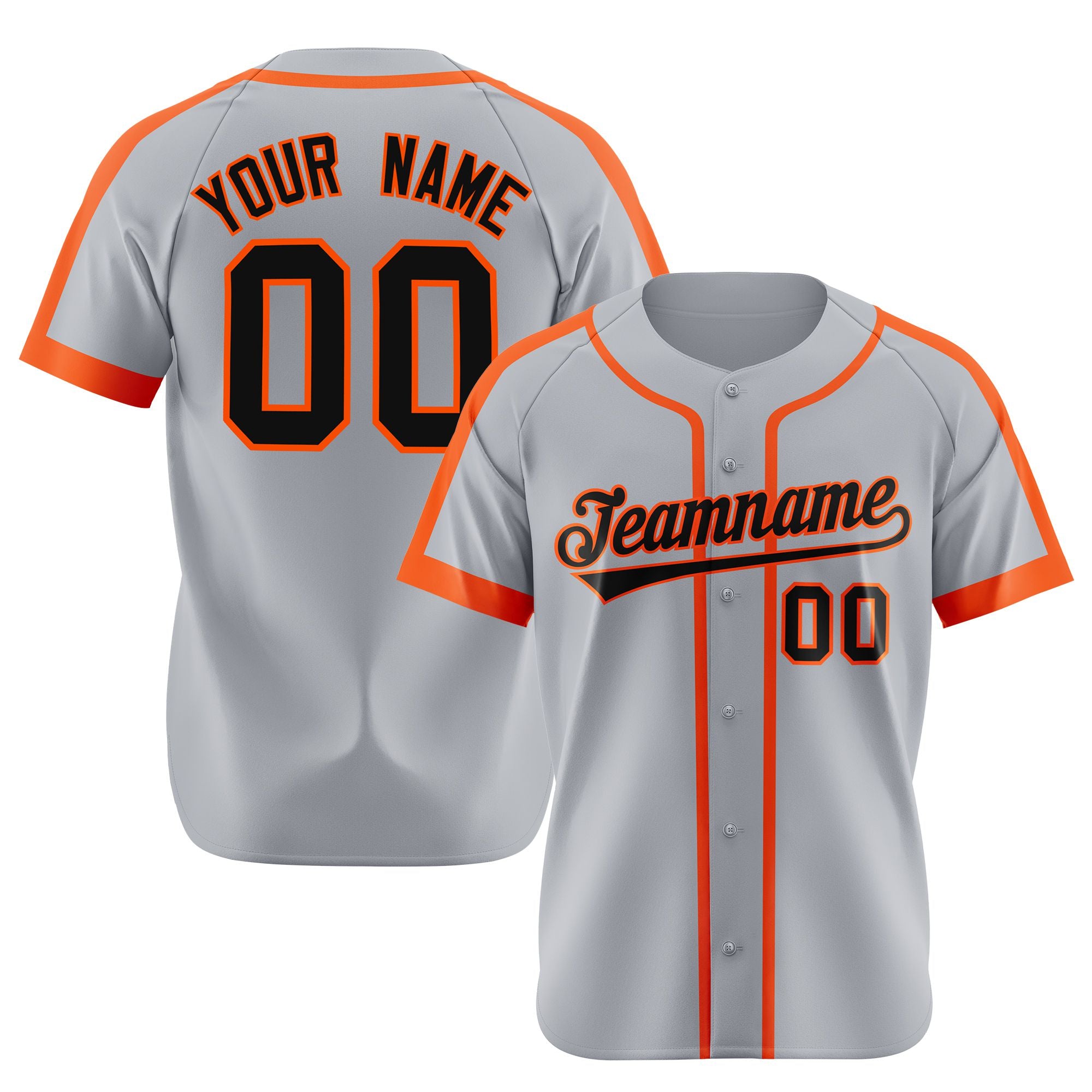 Custom Gray Bay Orange Black Baseball Jersey