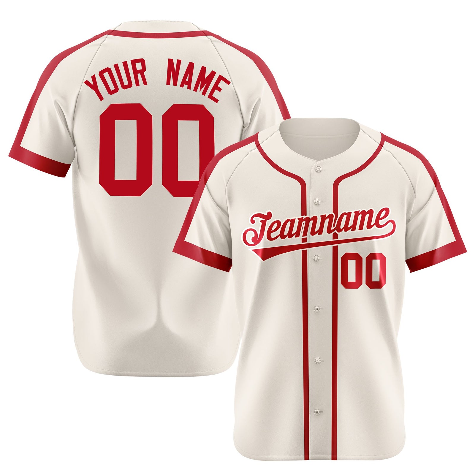Custom Khaki Red Baseball Jersey