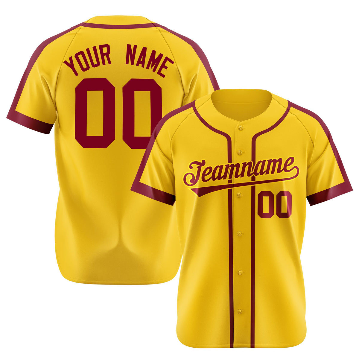 Custom Yellow Crimson Baseball Jersey