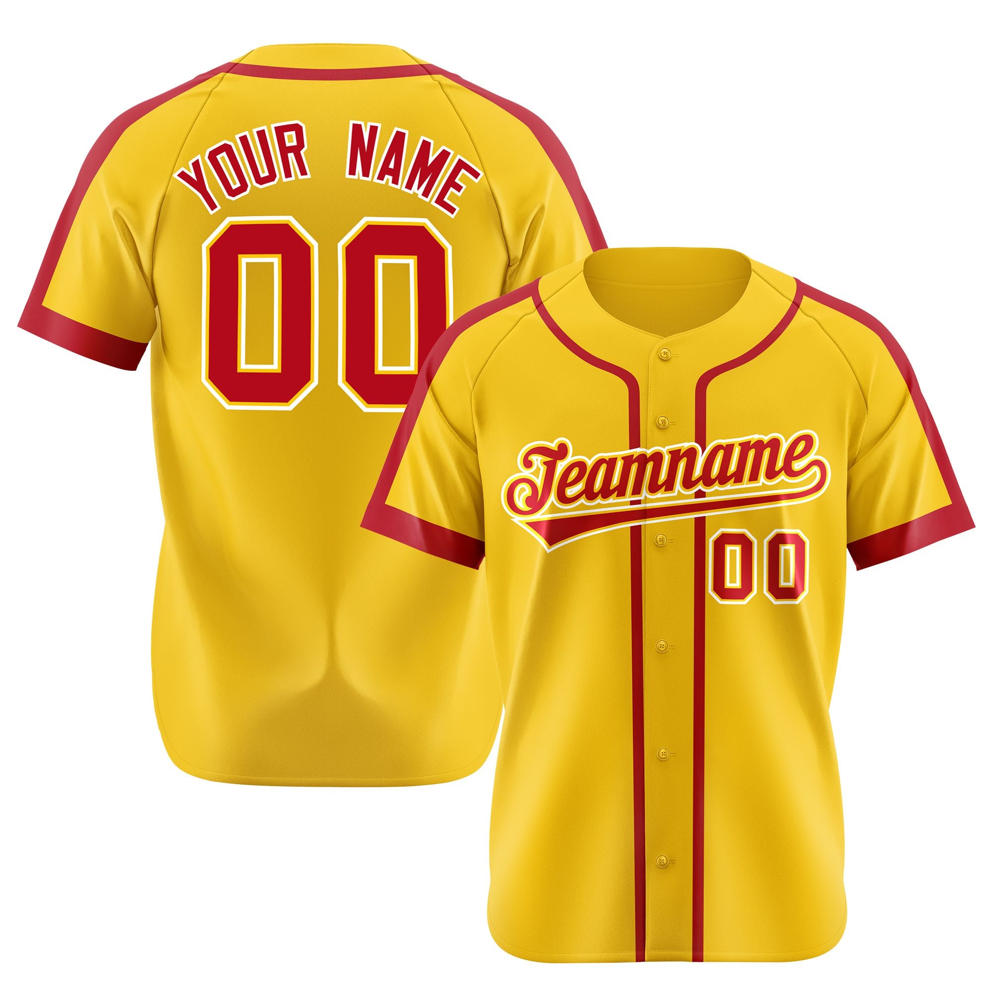 Custom Yellow Red White Baseball Jersey