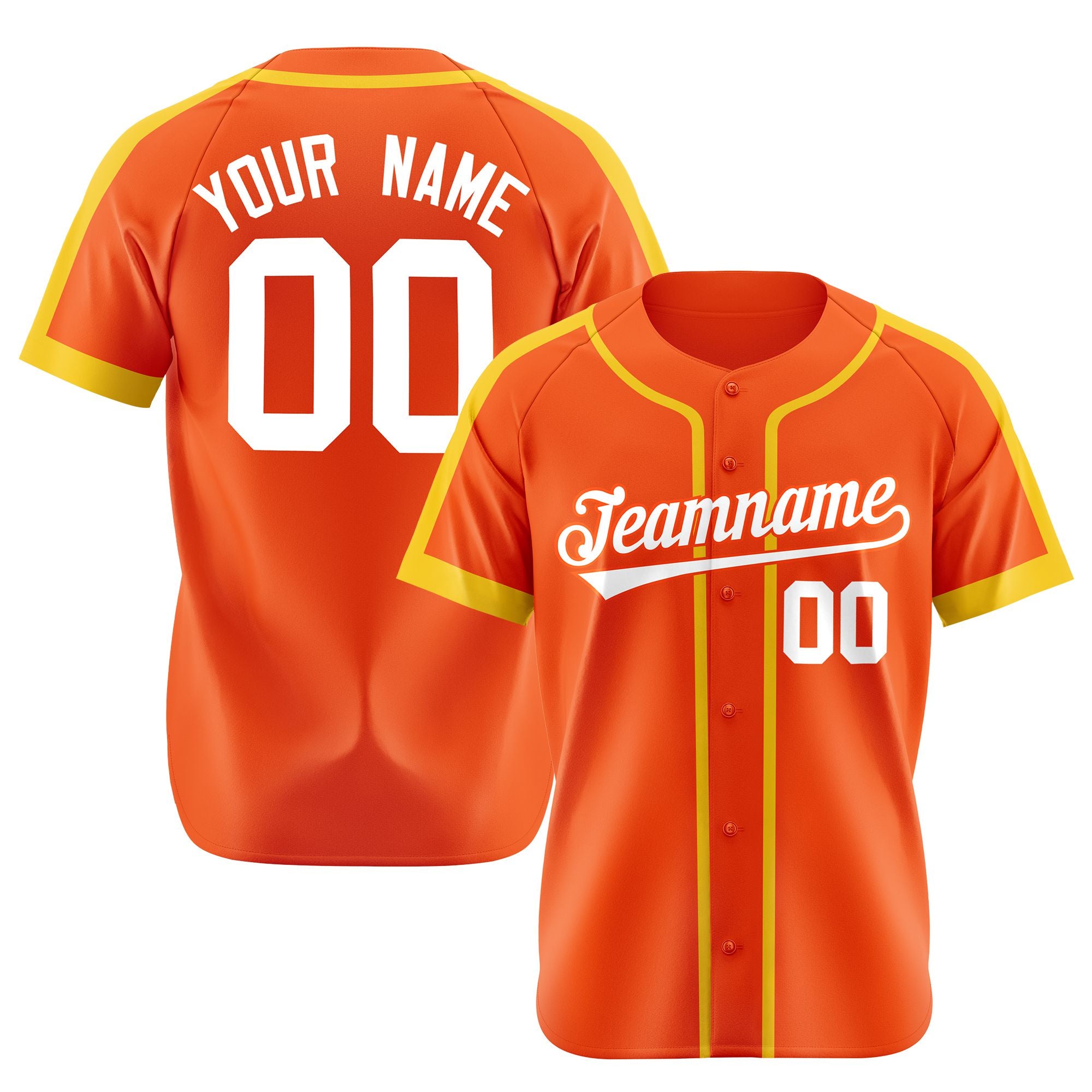 Custom Orange Yellow White Baseball Jersey