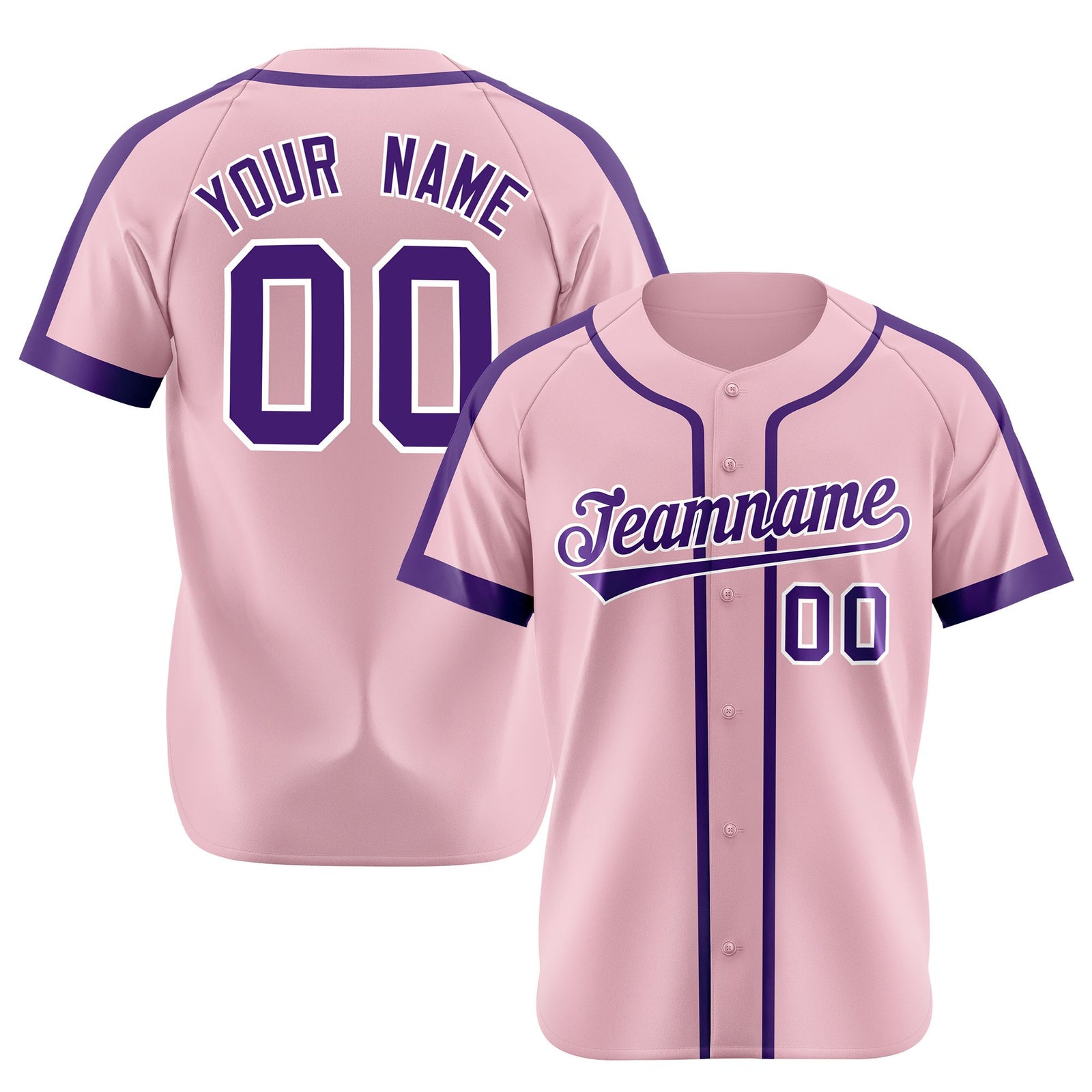 Custom Pink Purple White Baseball Jersey