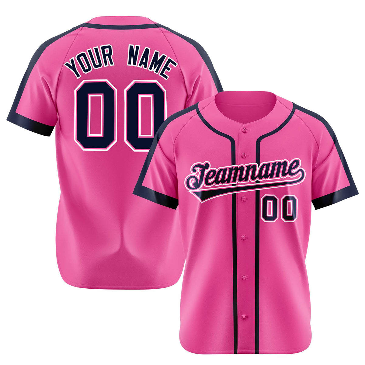 Custom Pink Navy White Baseball Jersey