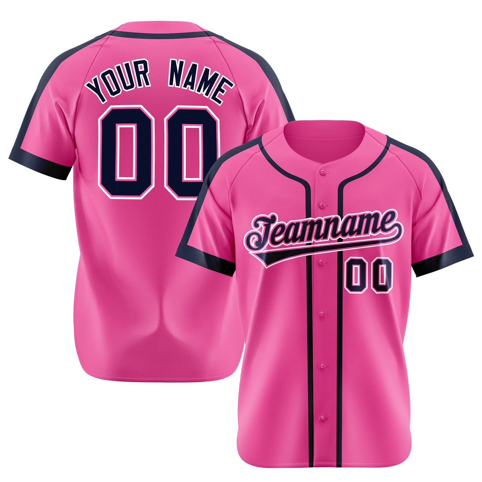 Custom Pink Navy White Baseball Jersey