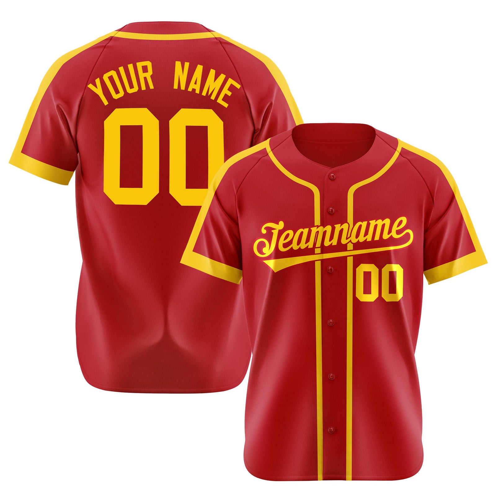Custom Red Gold Baseball Jersey