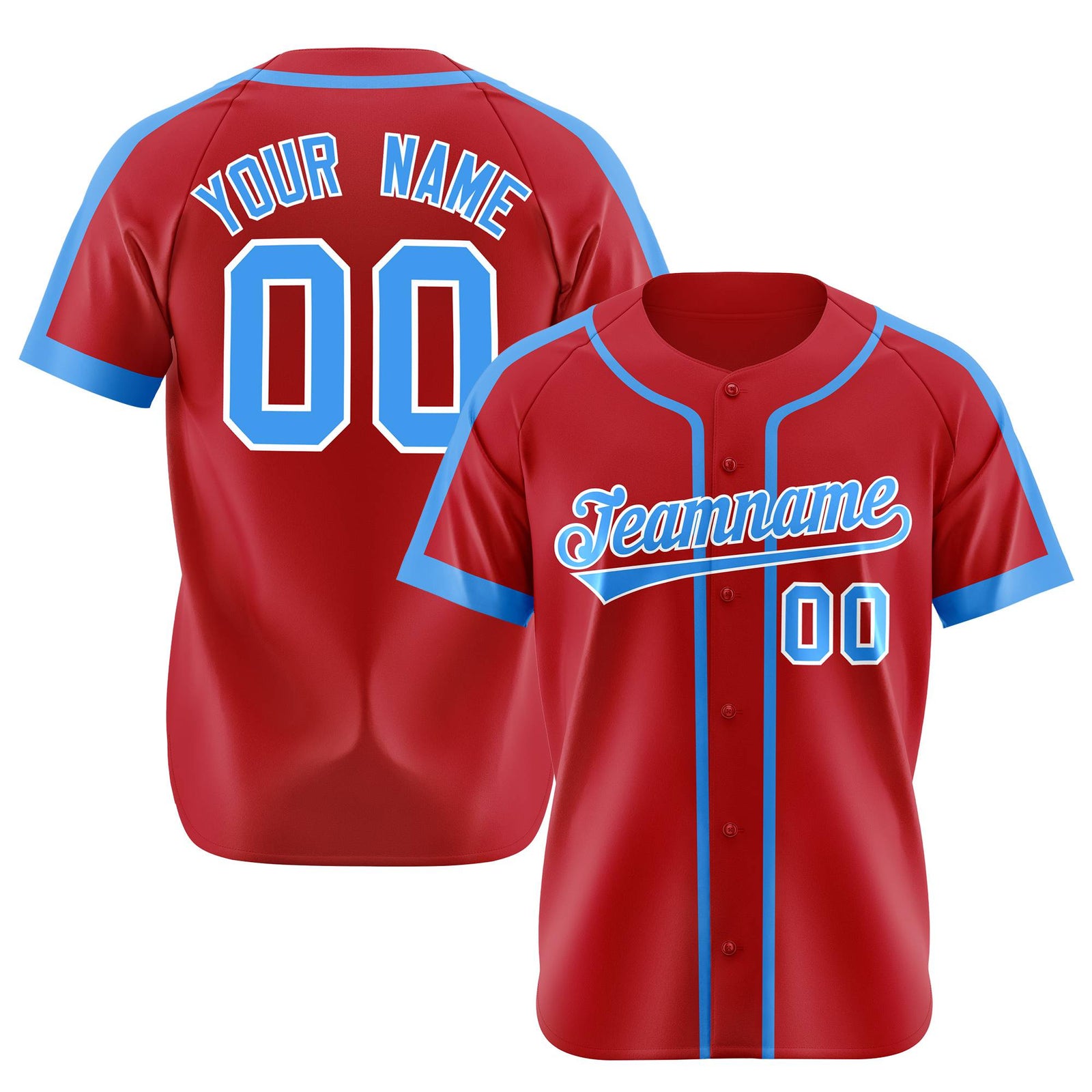 Custom Red Blue White Baseball Jersey