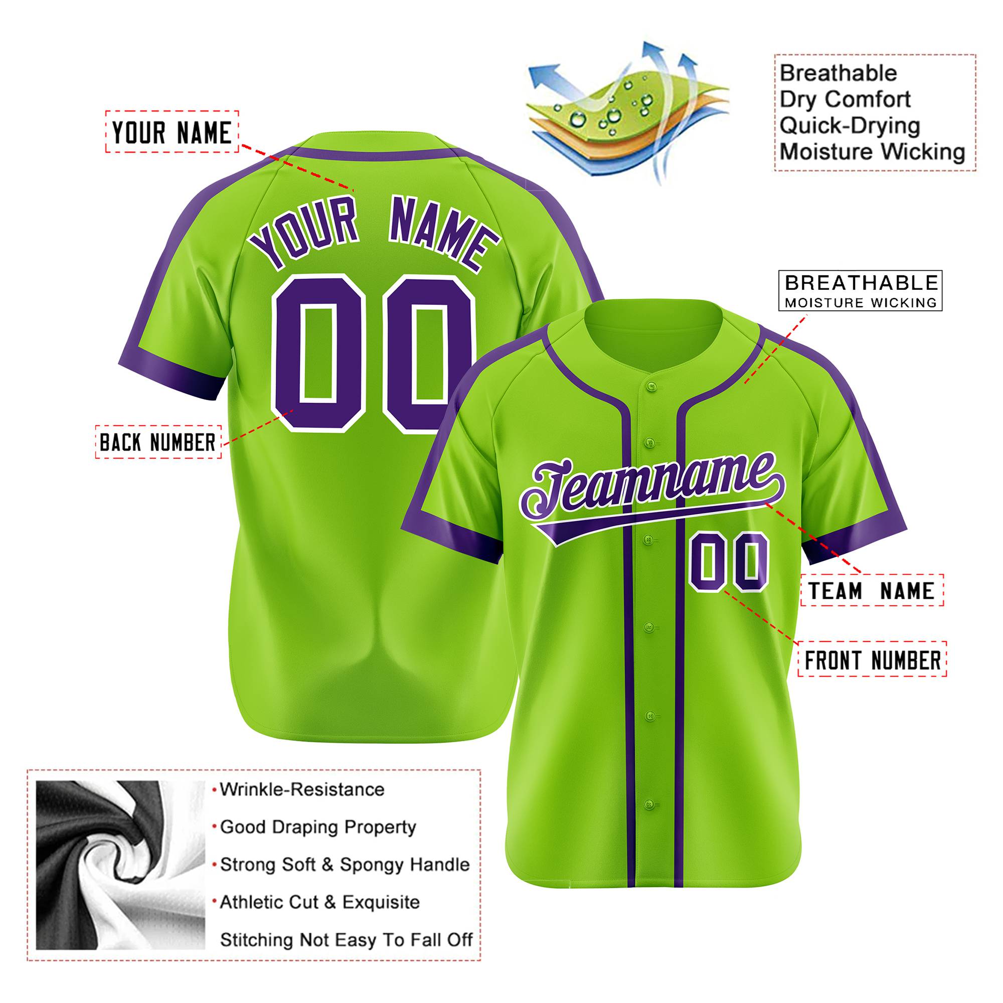 Custom Aqua Purple White Baseball Jersey