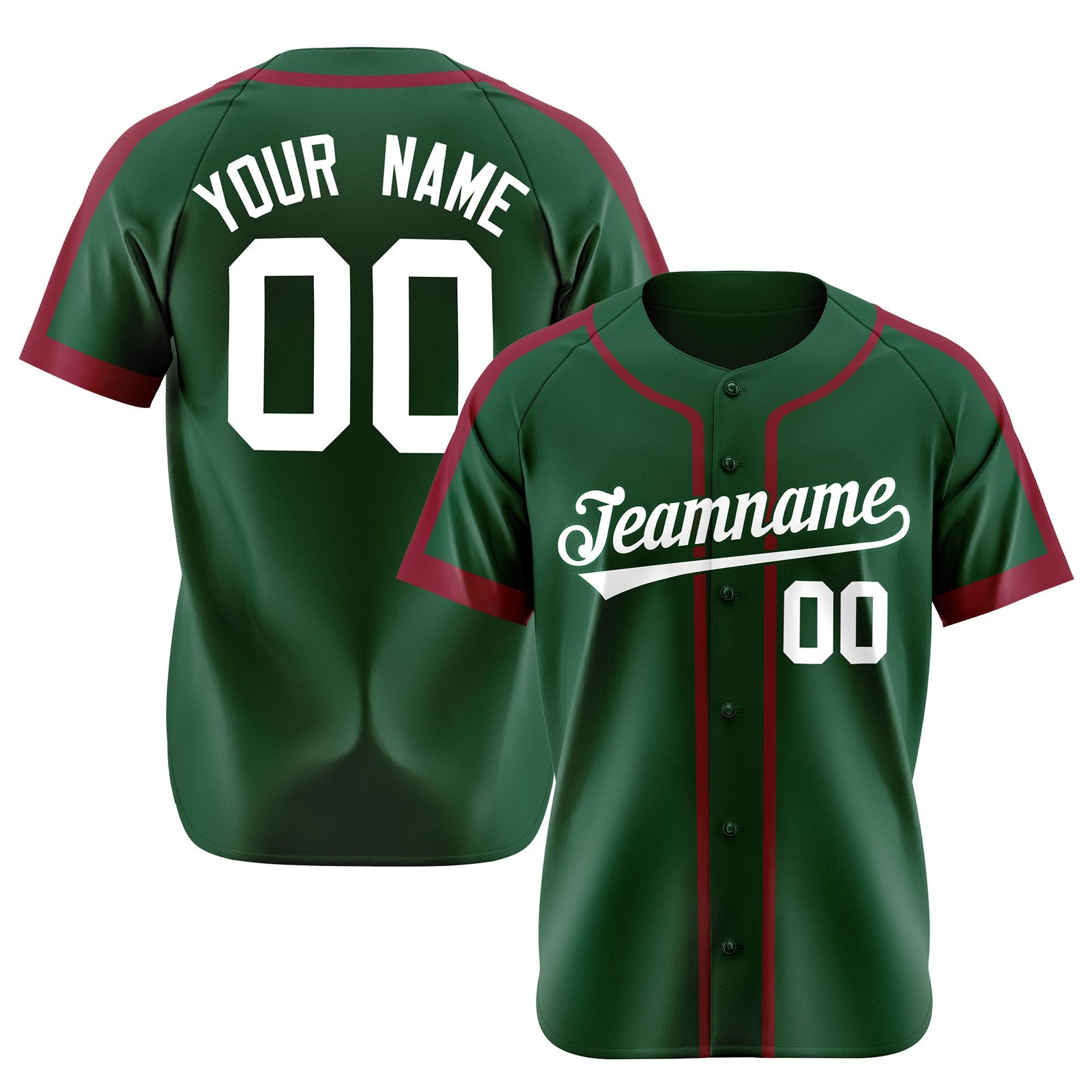 Custom Kelly Green Crimson White Baseball Jersey
