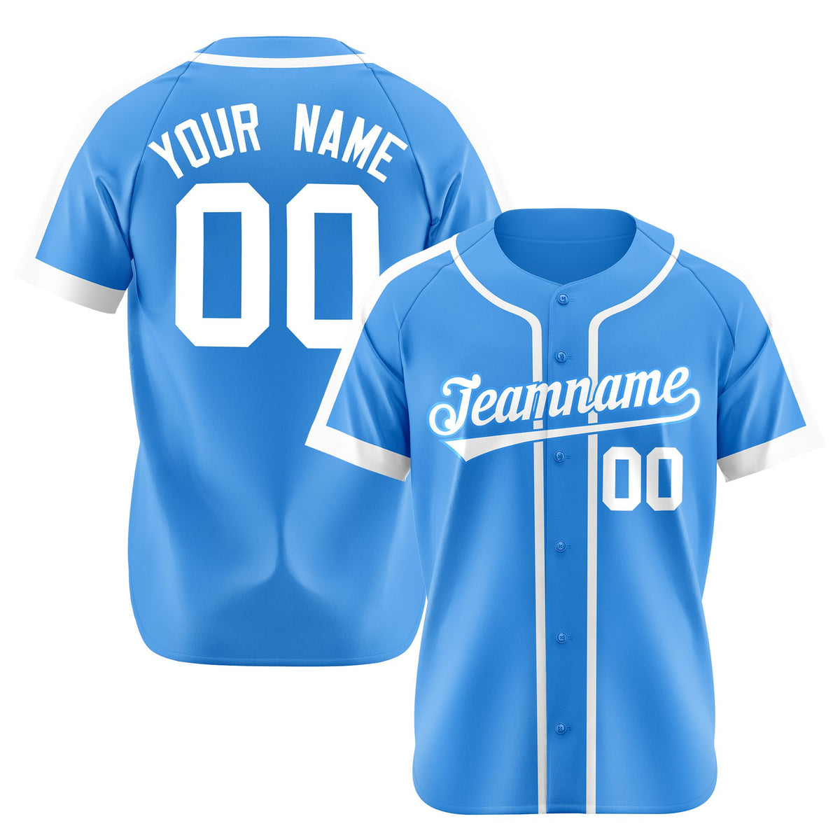 Custom Powder Blue Pink Baseball Jersey