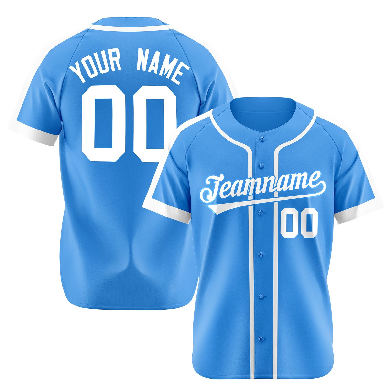 Custom Powder Blue Pink Baseball Jersey
