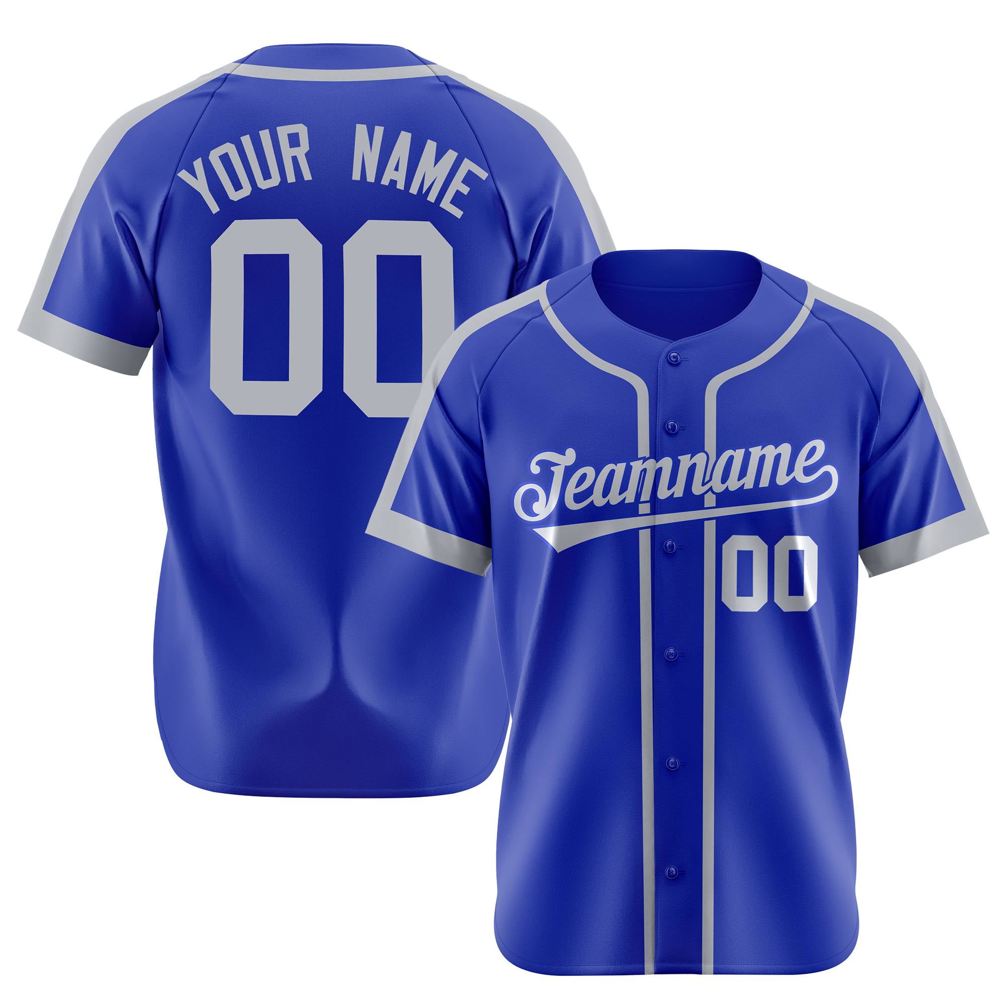 Custom Royal Blue Gray Baseball Jersey