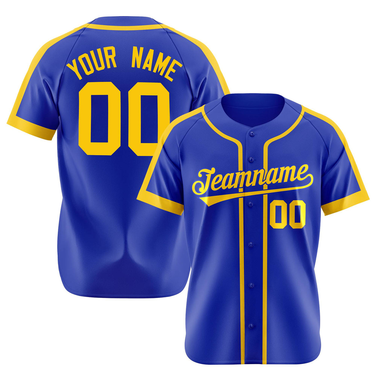 Custom Royal Blue Yellow Baseball Jersey