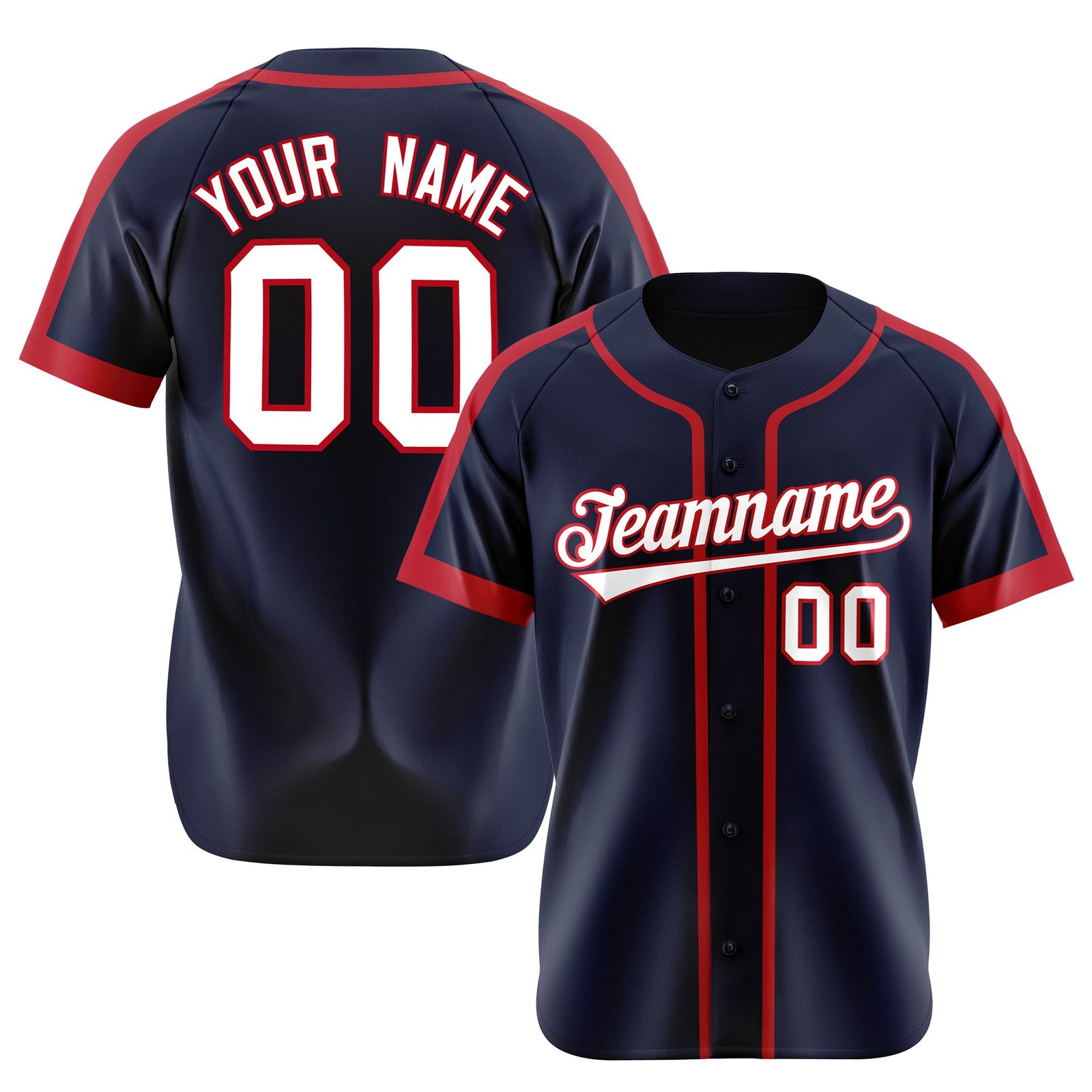 Custom Navy Red White Baseball Jersey