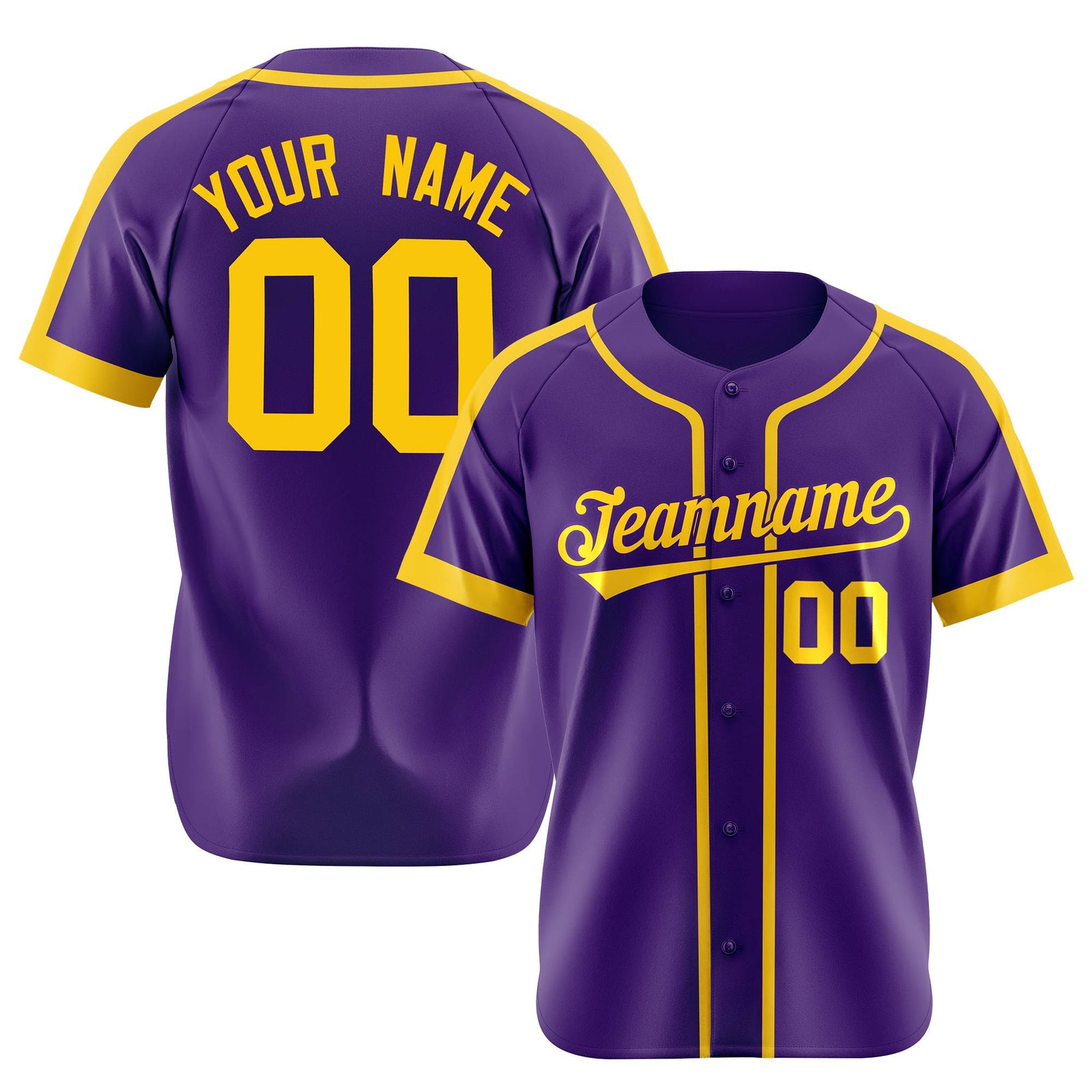Custom Purple Yellow Baseball Jersey