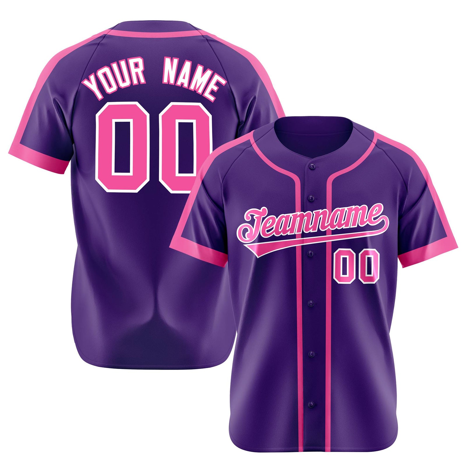 Custom Purple Pink White Baseball Jersey