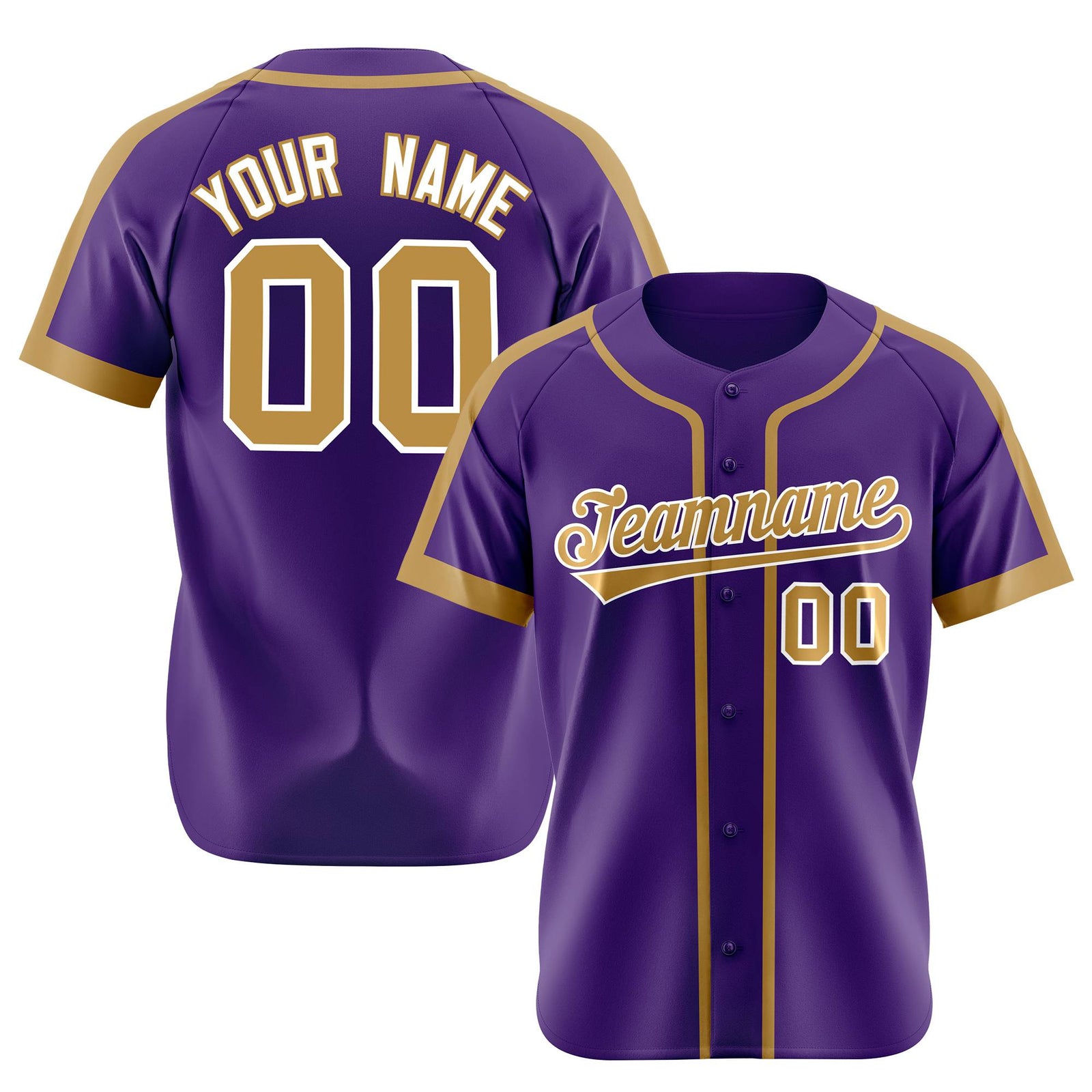Custom Purple Gold White Baseball Jersey