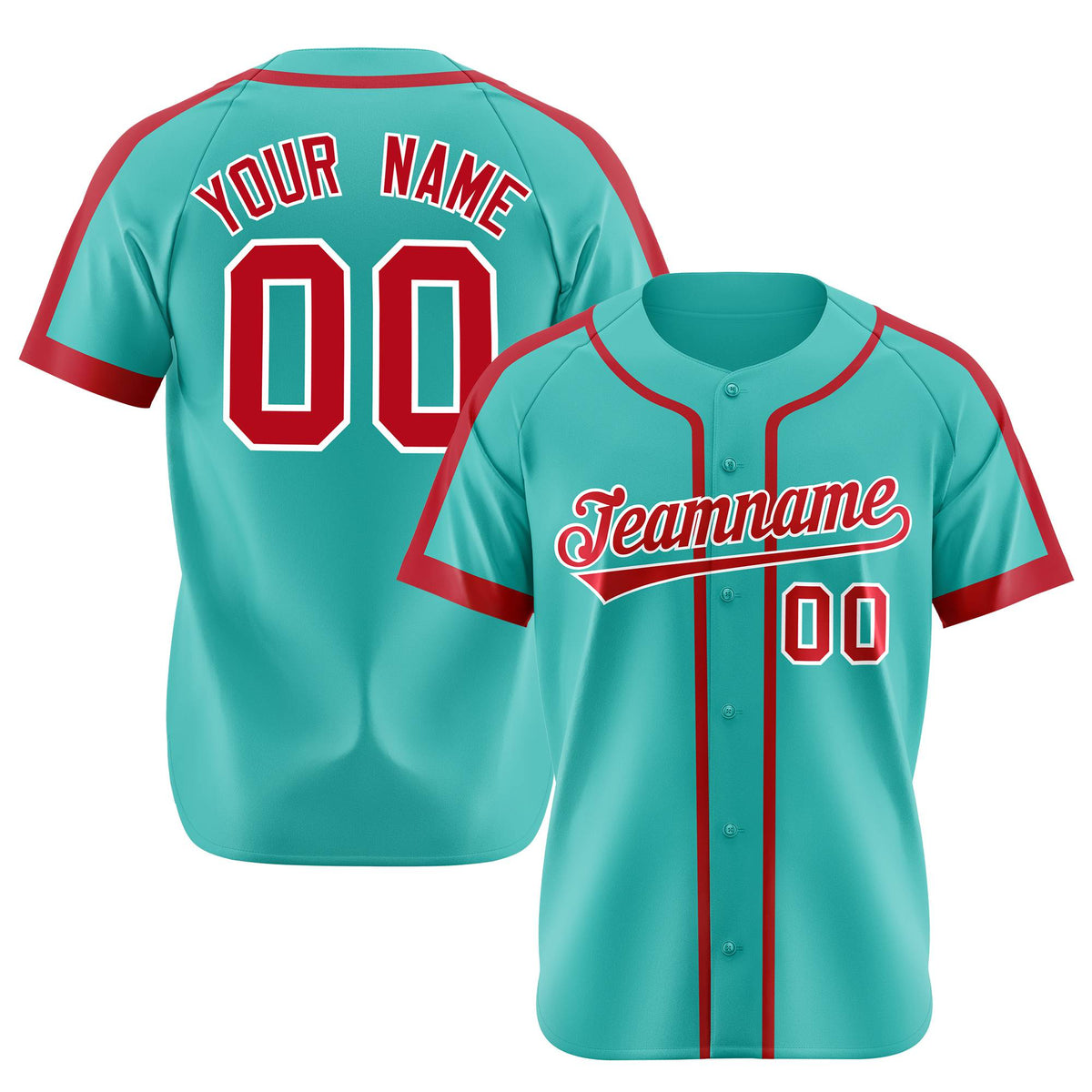 Custom Bright Green Red White Baseball Jersey