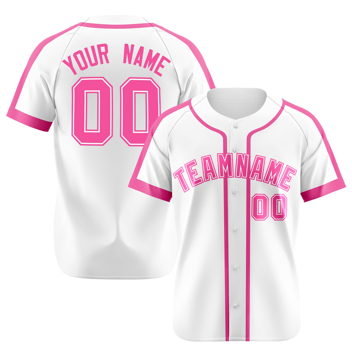 Custom White Pink Baseball Jersey Personalized For Adults Youth