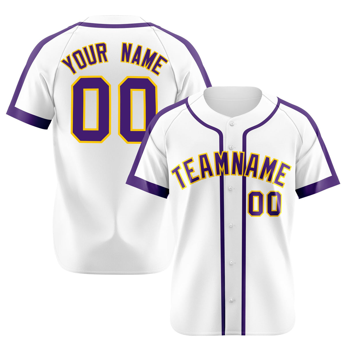 Custom White Purple Baseball Jersey Personalized For Adults Youth
