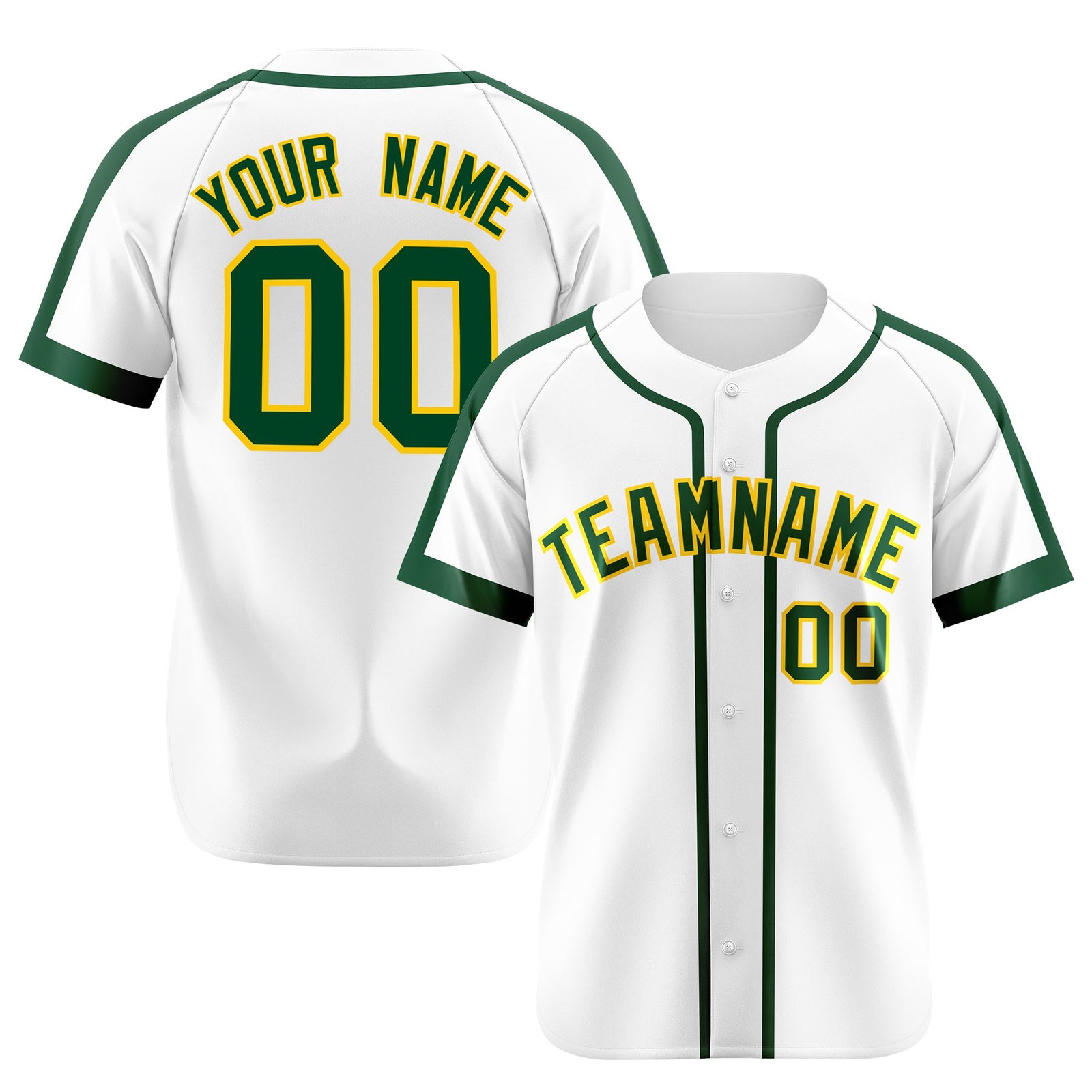 Custom White Green Baseball Jersey Personalized For Adults Youth