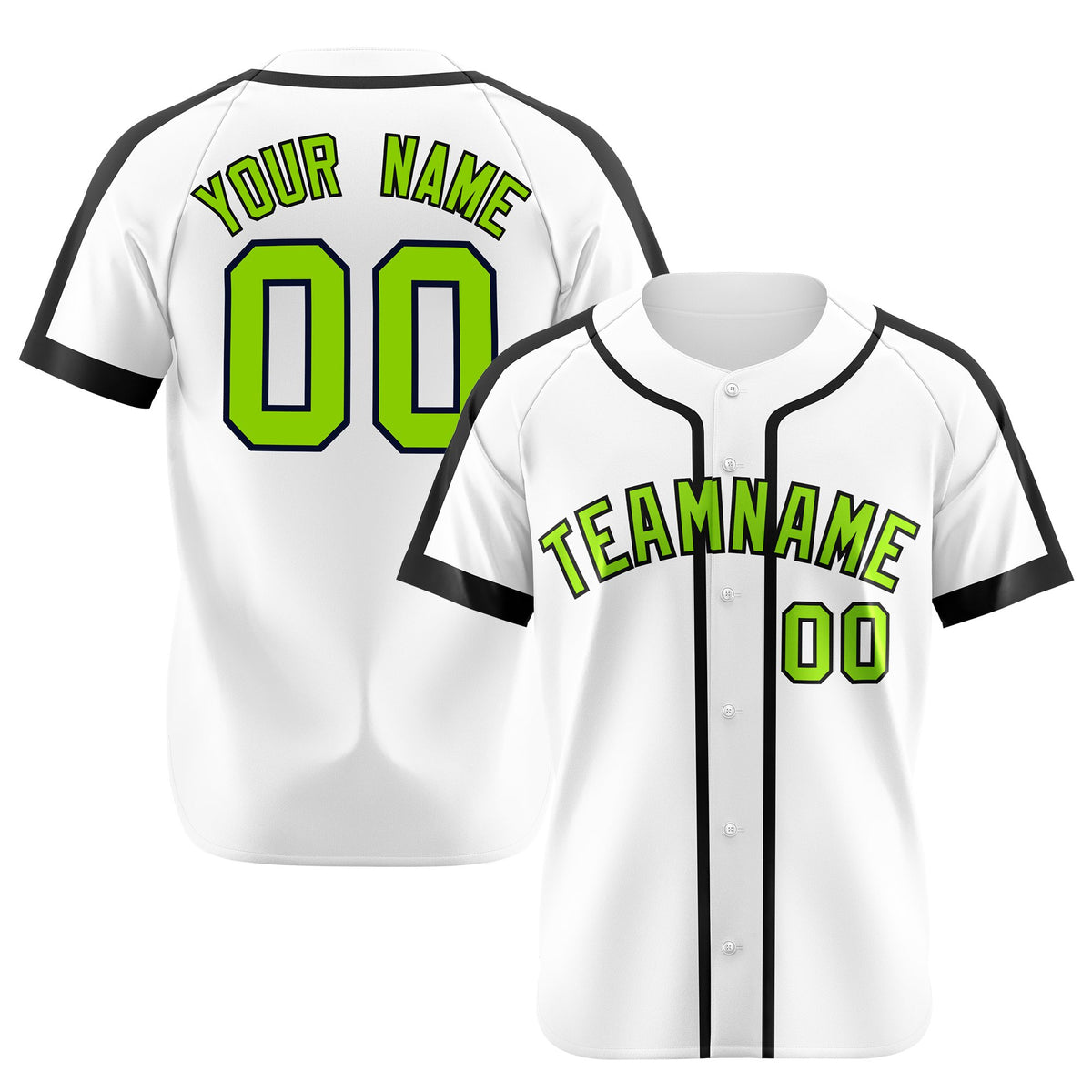 Custom White Green Black Baseball Jersey Personalized For Adults Youth
