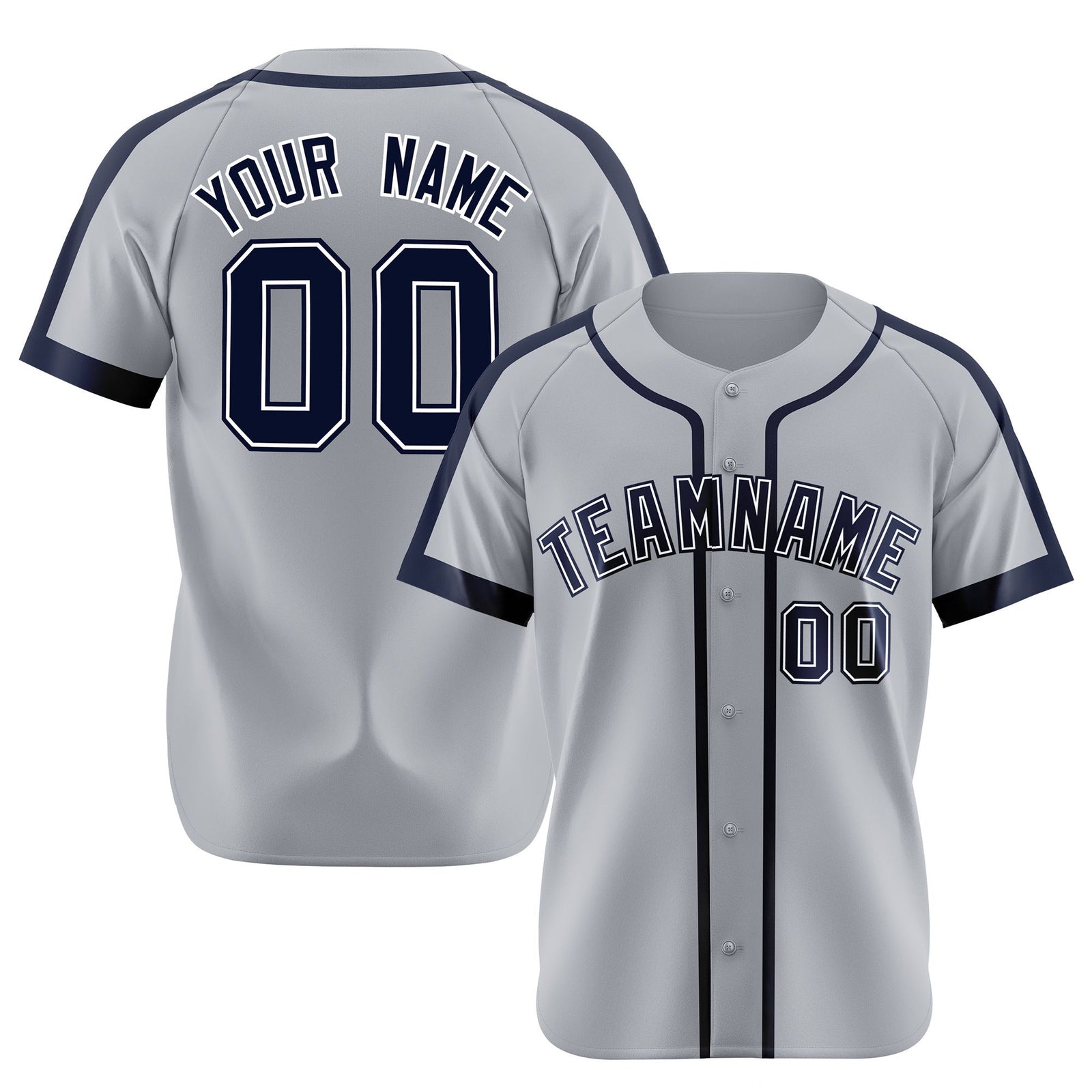 Custom Gray Navy White Baseball Jersey Personalized For Adults Youth