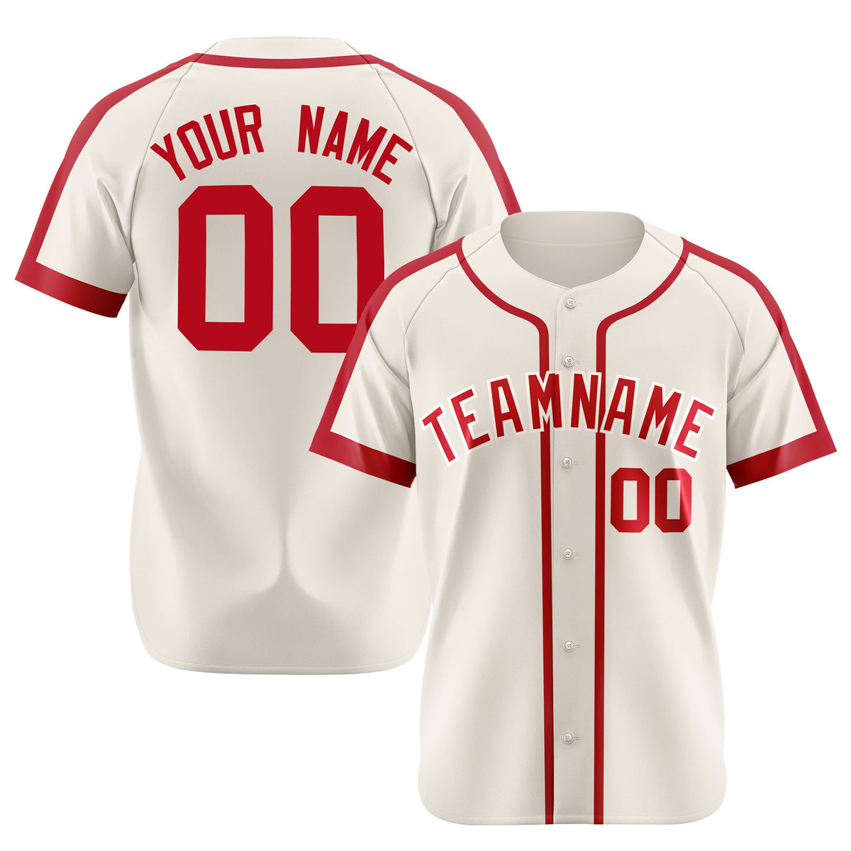 Custom Khaki Red Baseball Jersey
