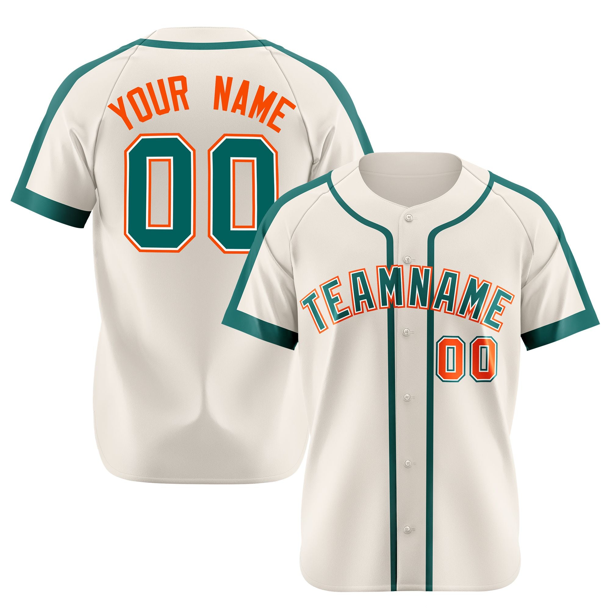 Custom Khaki Aqua Orange Baseball Jersey