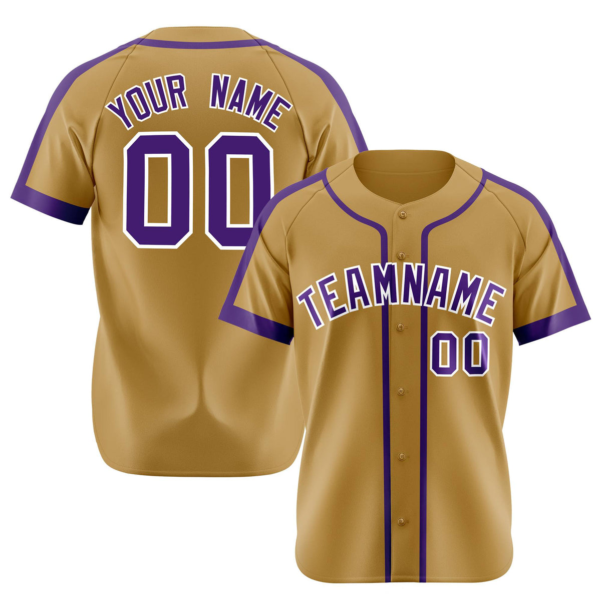Custom Gold Purple White Baseball Jersey