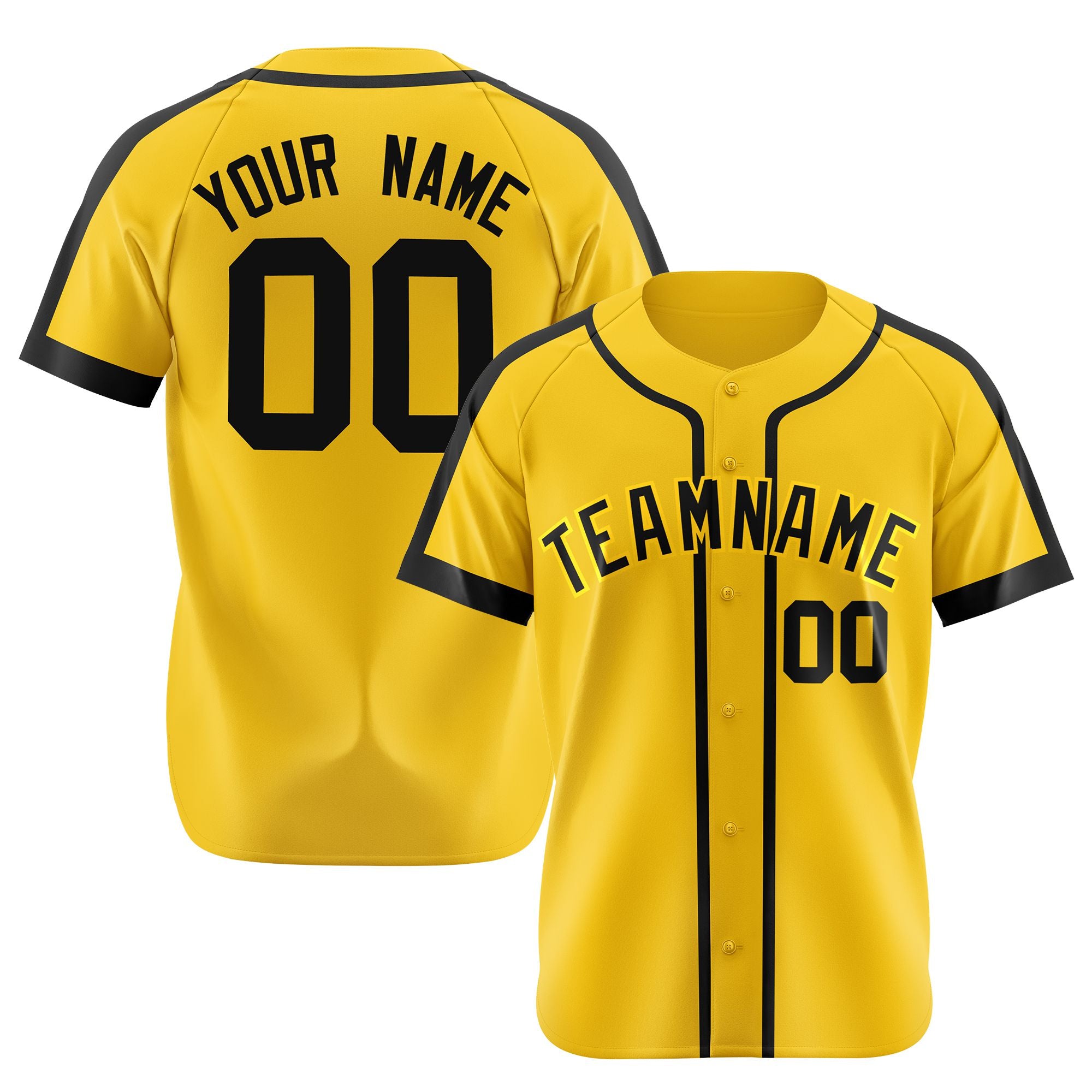 Custom Yellow Black Baseball Jersey