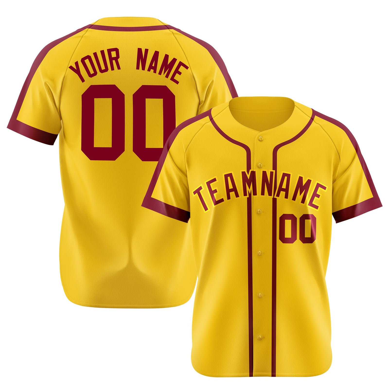Custom Yellow Crimson Baseball Jersey