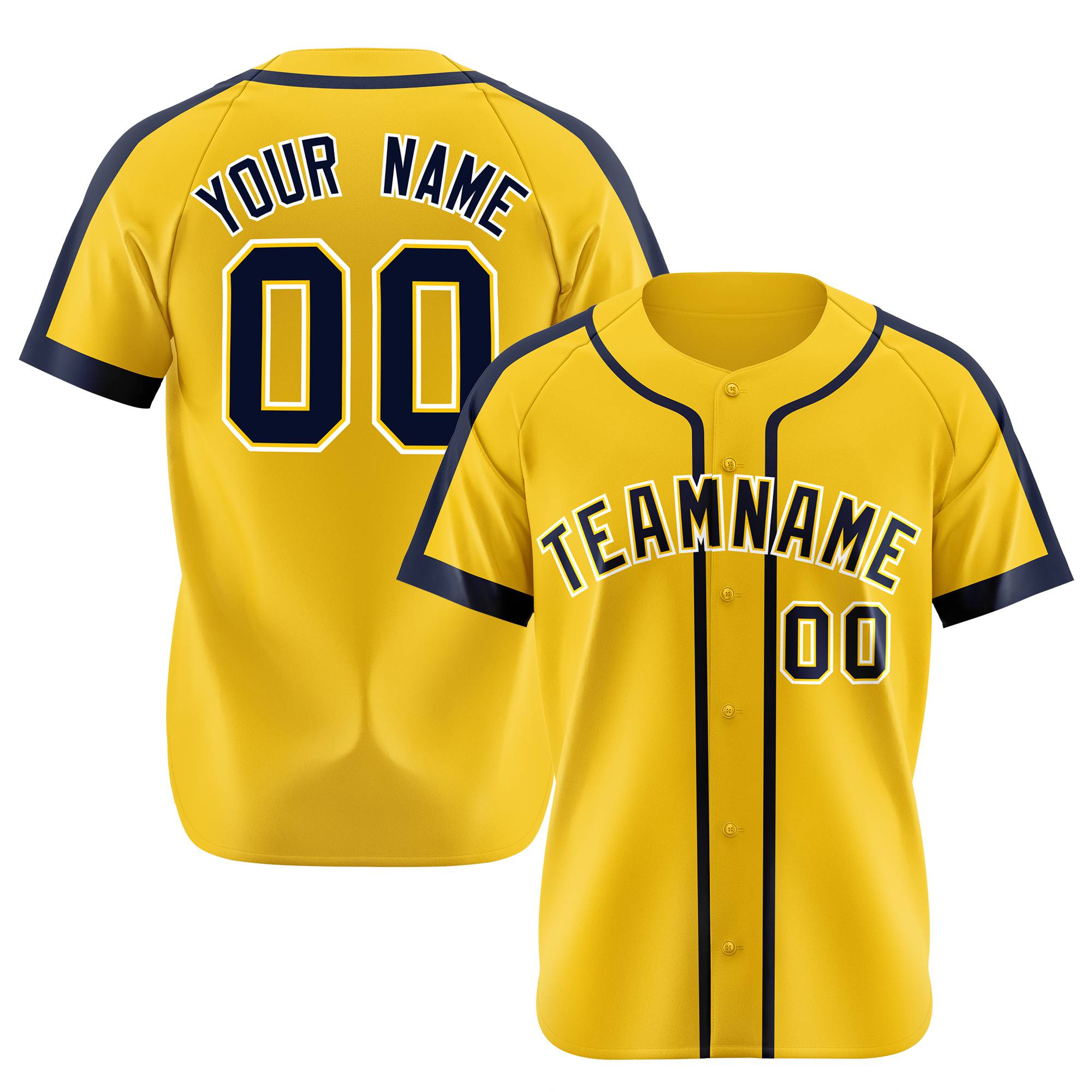 Custom Yellow Black White Baseball Jersey