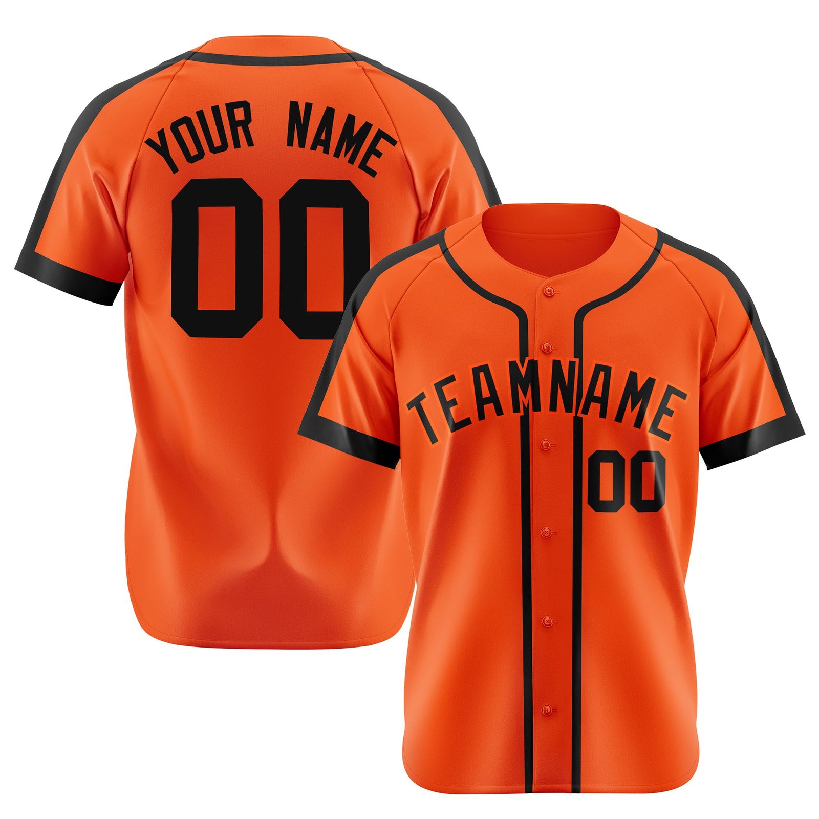 Custom Orange Black Baseball Jersey