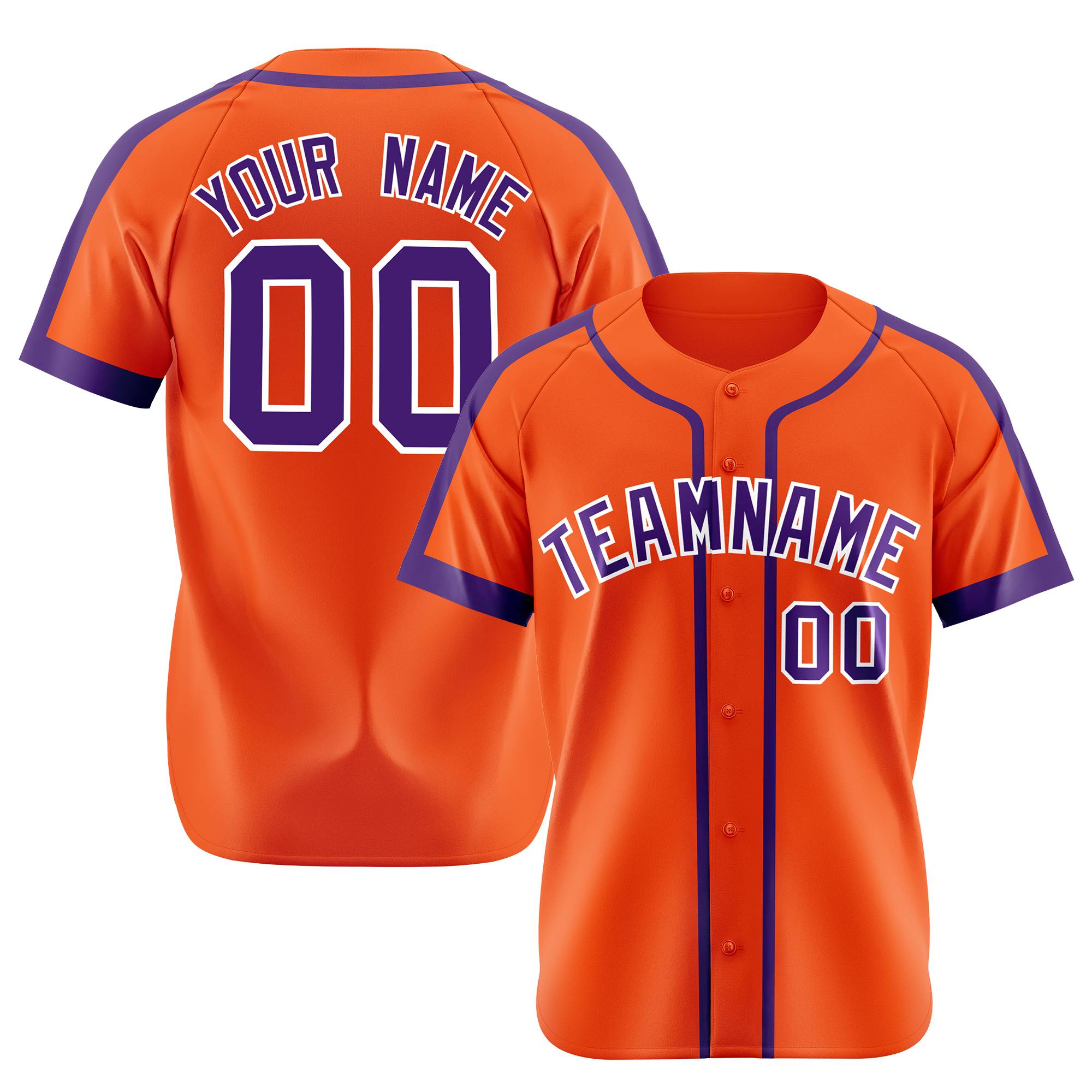 Custom Orange Purple White Baseball Jersey