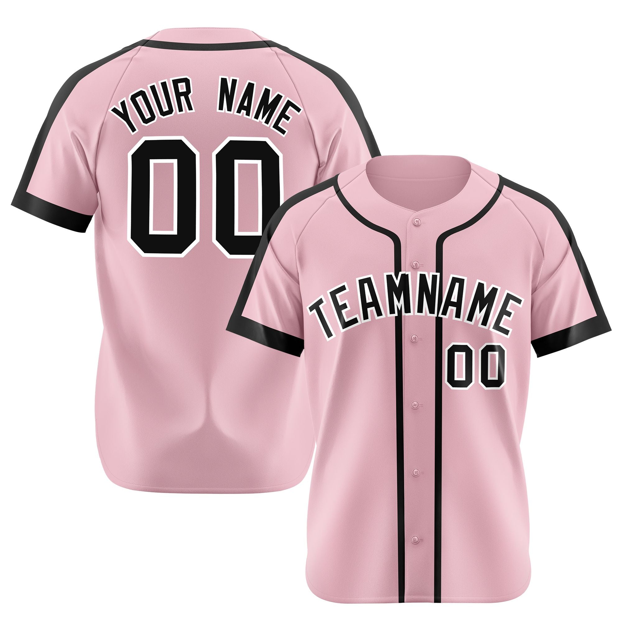 Custom Pink Black White Baseball Jersey