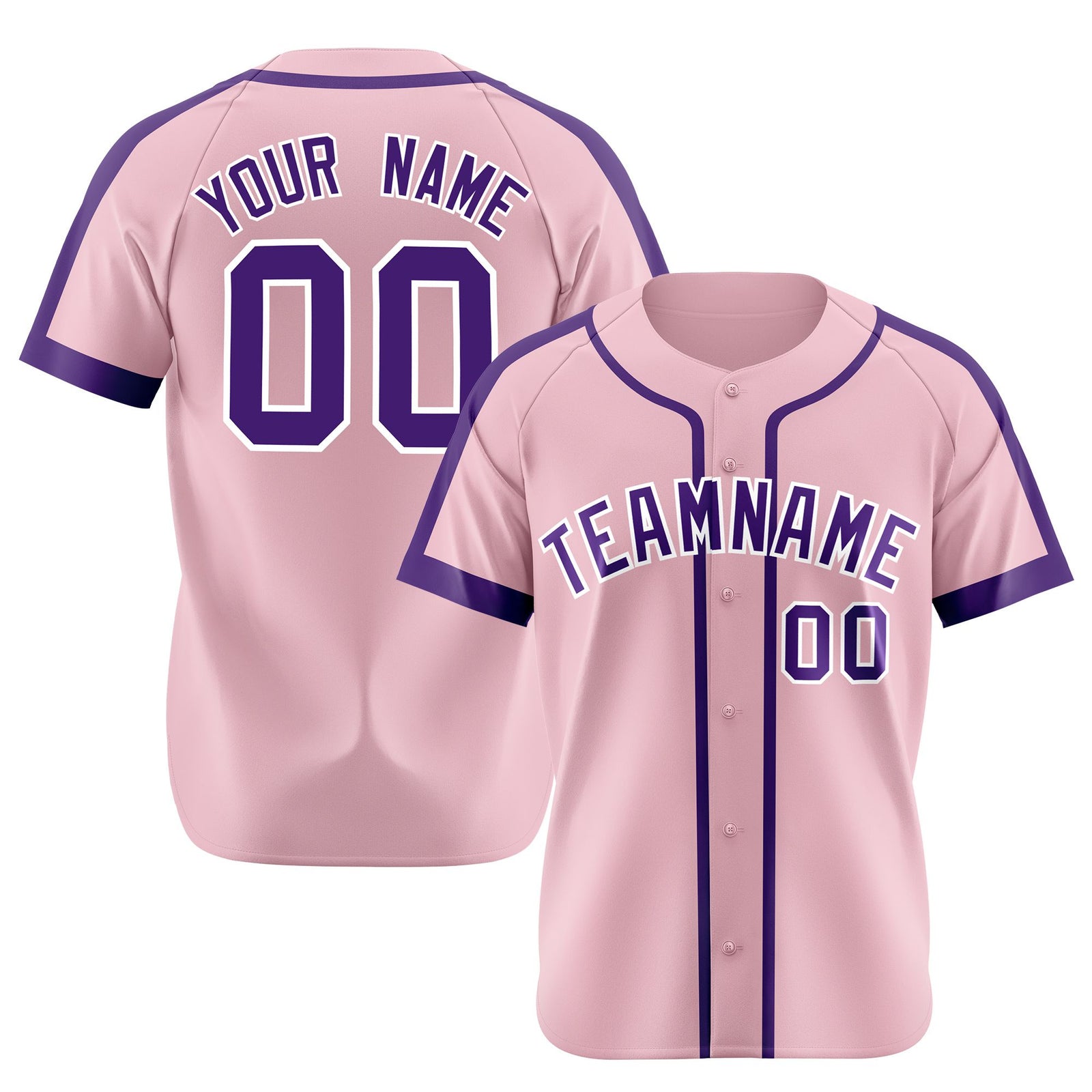 Custom Pink Purple White Baseball Jersey